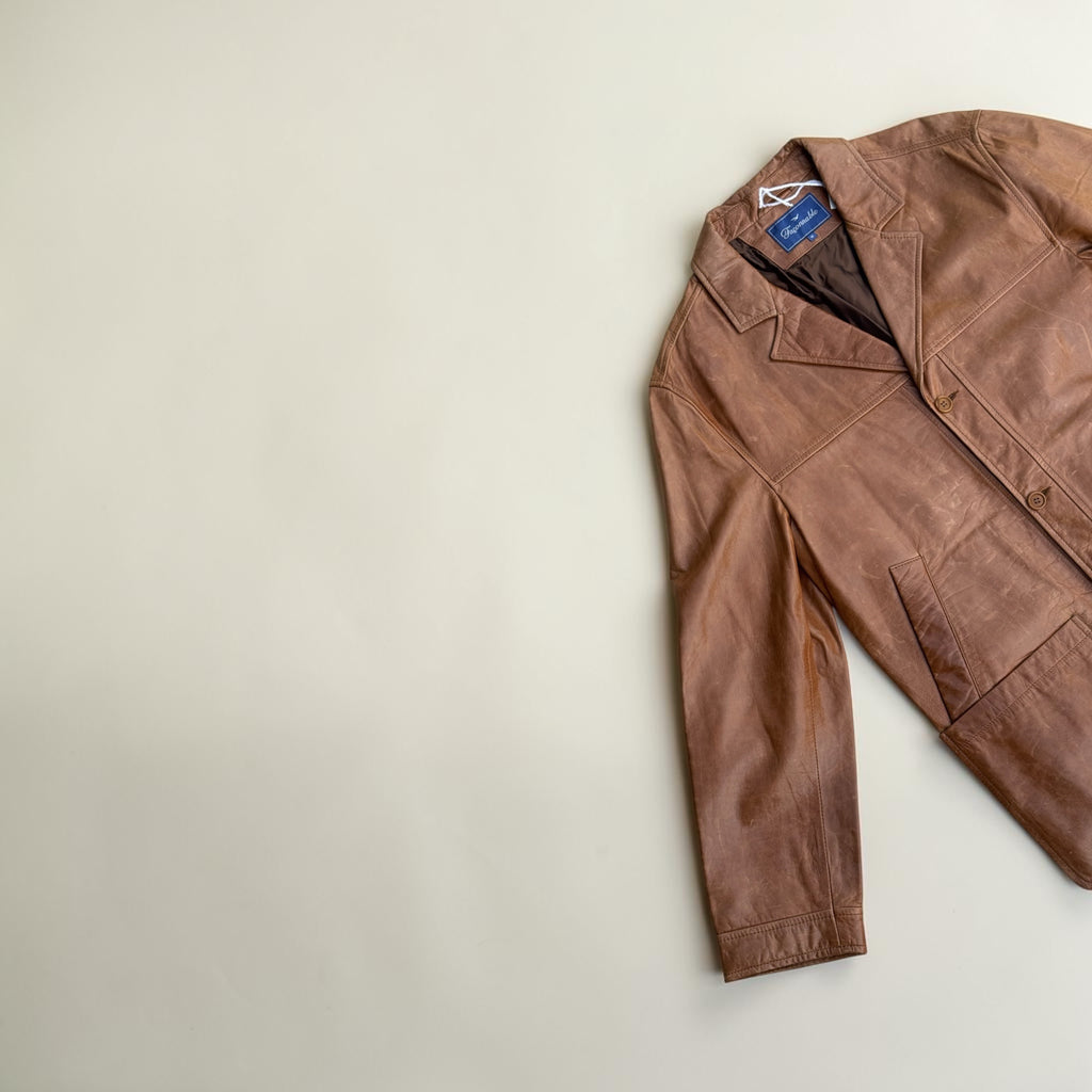 Manteau en cuir Façonnable – Marron – M – Mixte – Vintage — photo complémentaire 2