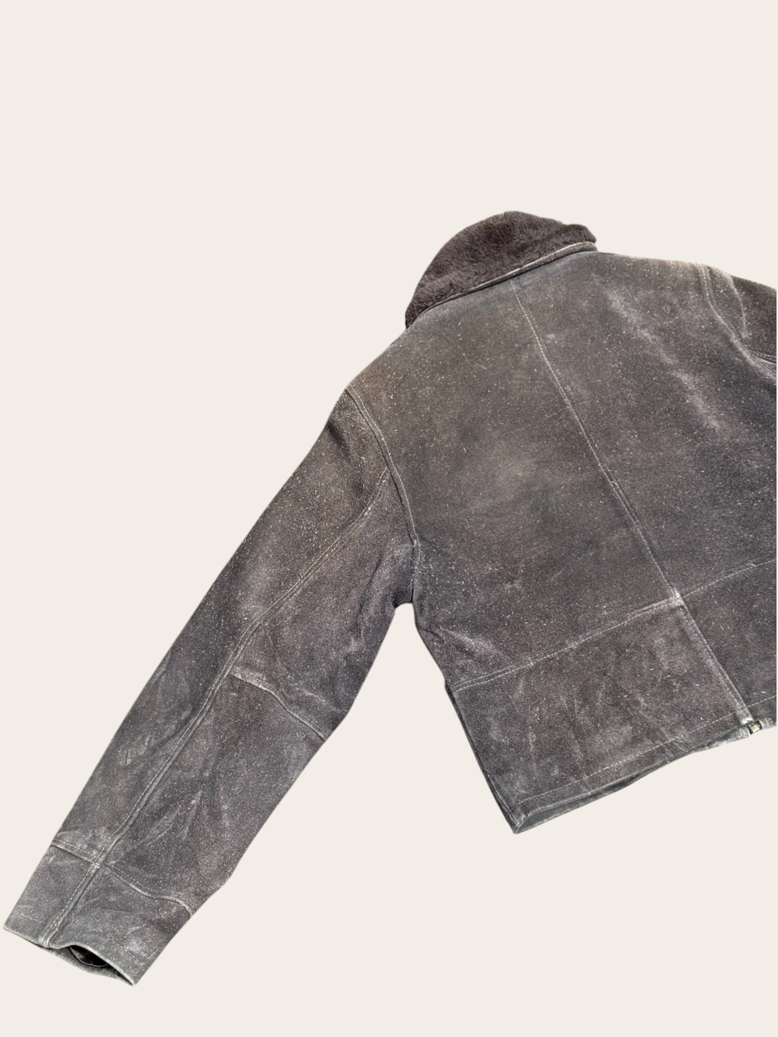 BLOUSON CUIR RENÉ DERHY MARRON FOURRURE FEMME M
