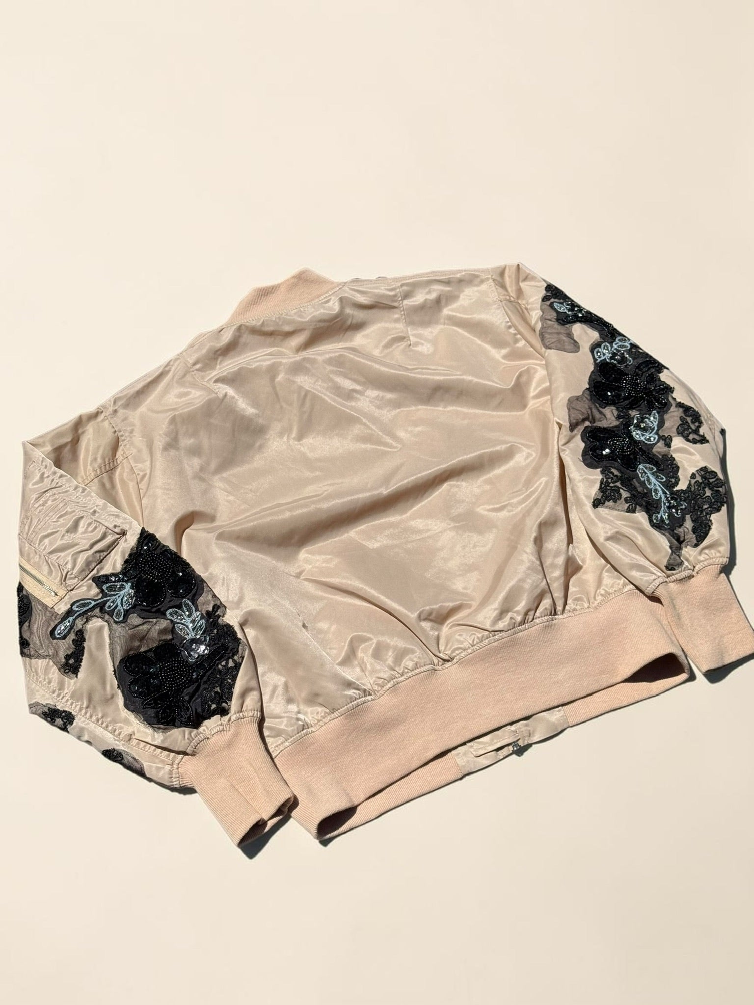 Bomber Satiné Beige Rosé Femme S Neuf avec Étiquette