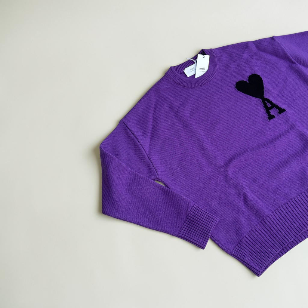 Pull Ami Paris en laine – Violet – M – Mixte — photo complémentaire 2