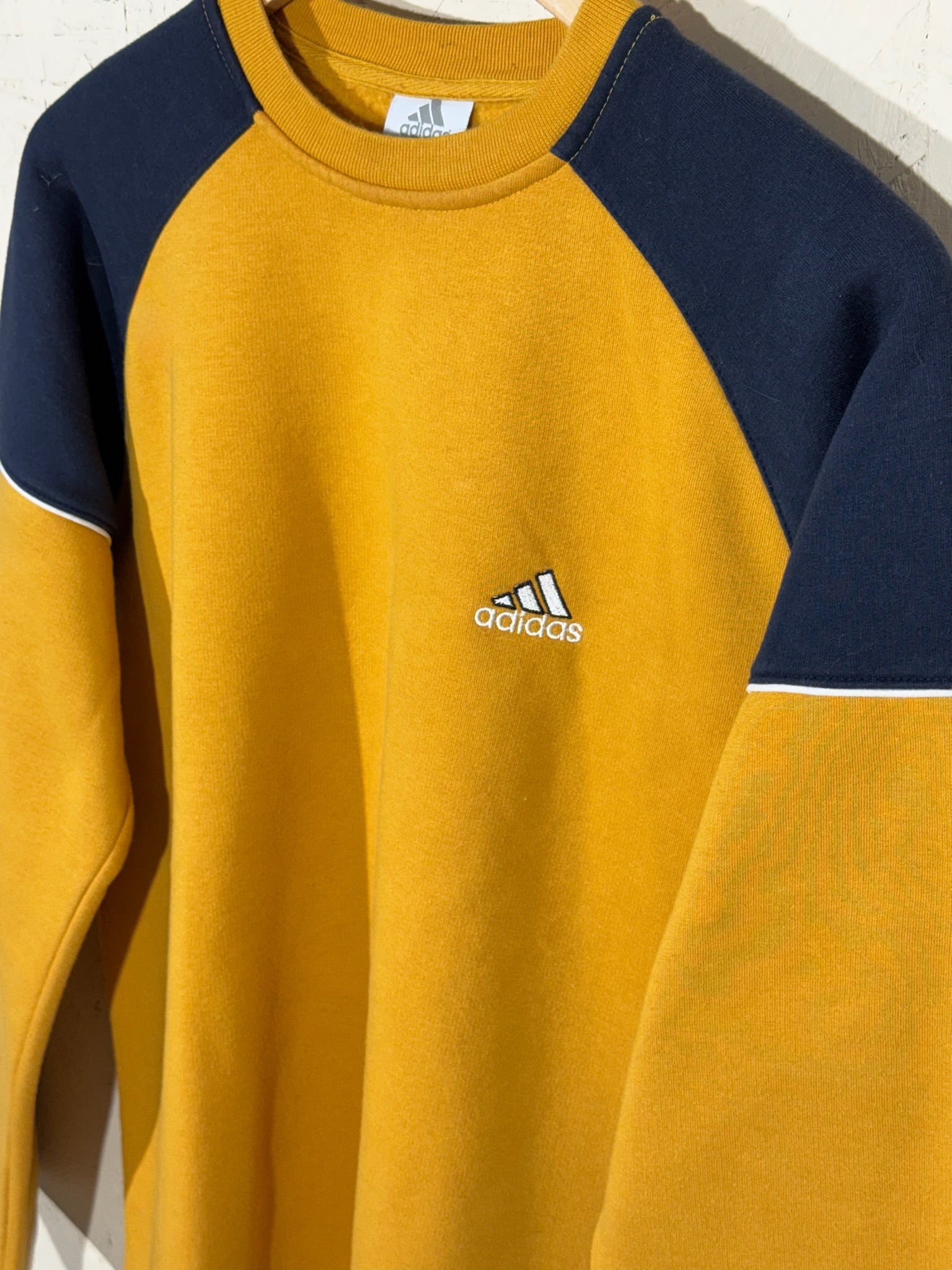 Sweat Adidas Vintage Jaune Moutarde Bleu Marine M Mixte