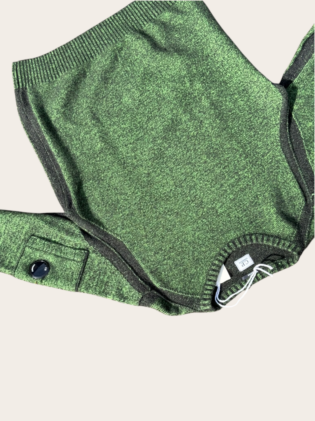 Pull C.P. Company Fleece Knit – Vert et noir – T.48 – Mixte — photo complémentaire 3
