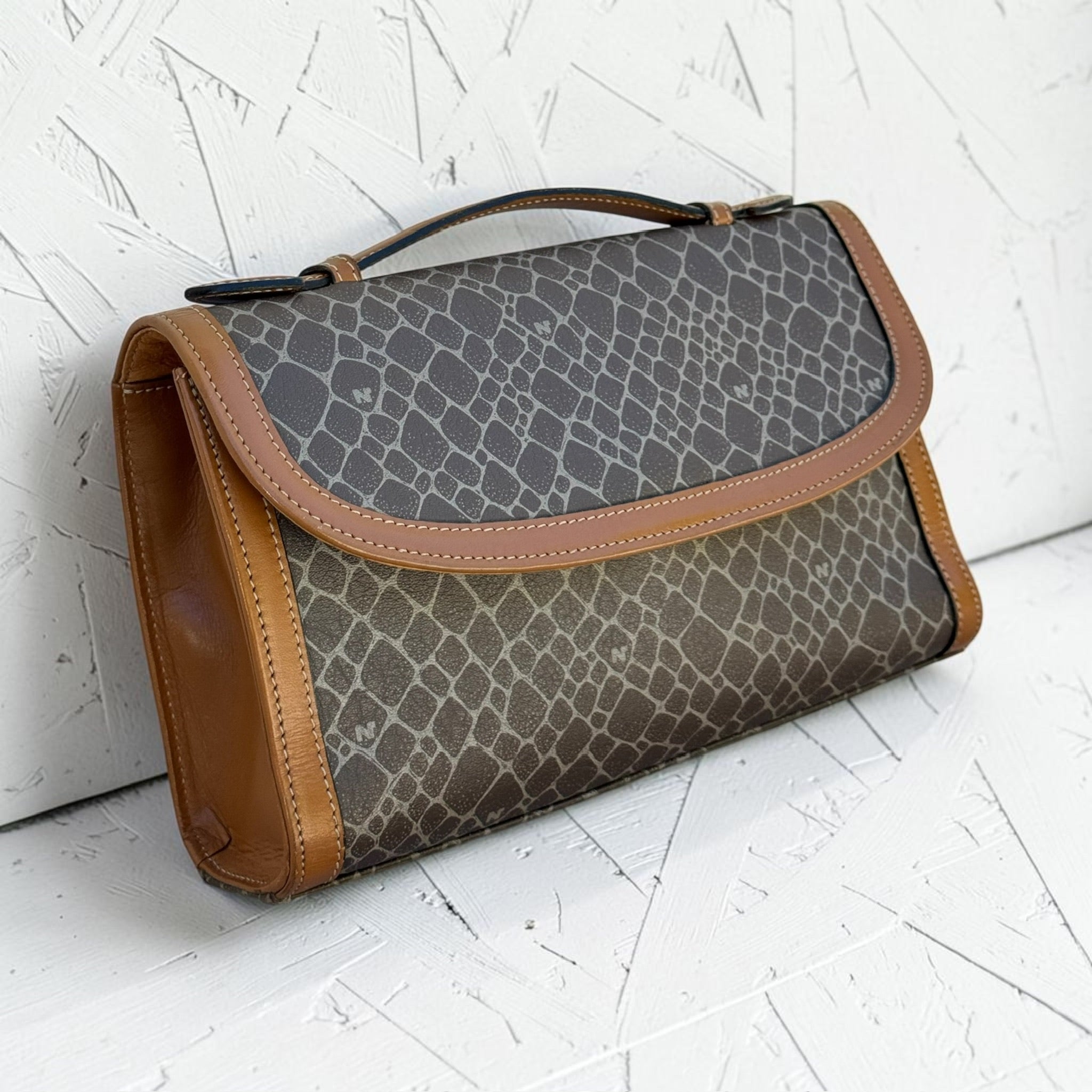 Sac Nina Ricci Vintage Toile Monogramme Camel Mixte