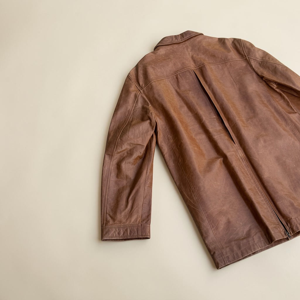 Manteau en cuir Façonnable – Marron – M – Mixte – Vintage — photo complémentaire 4
