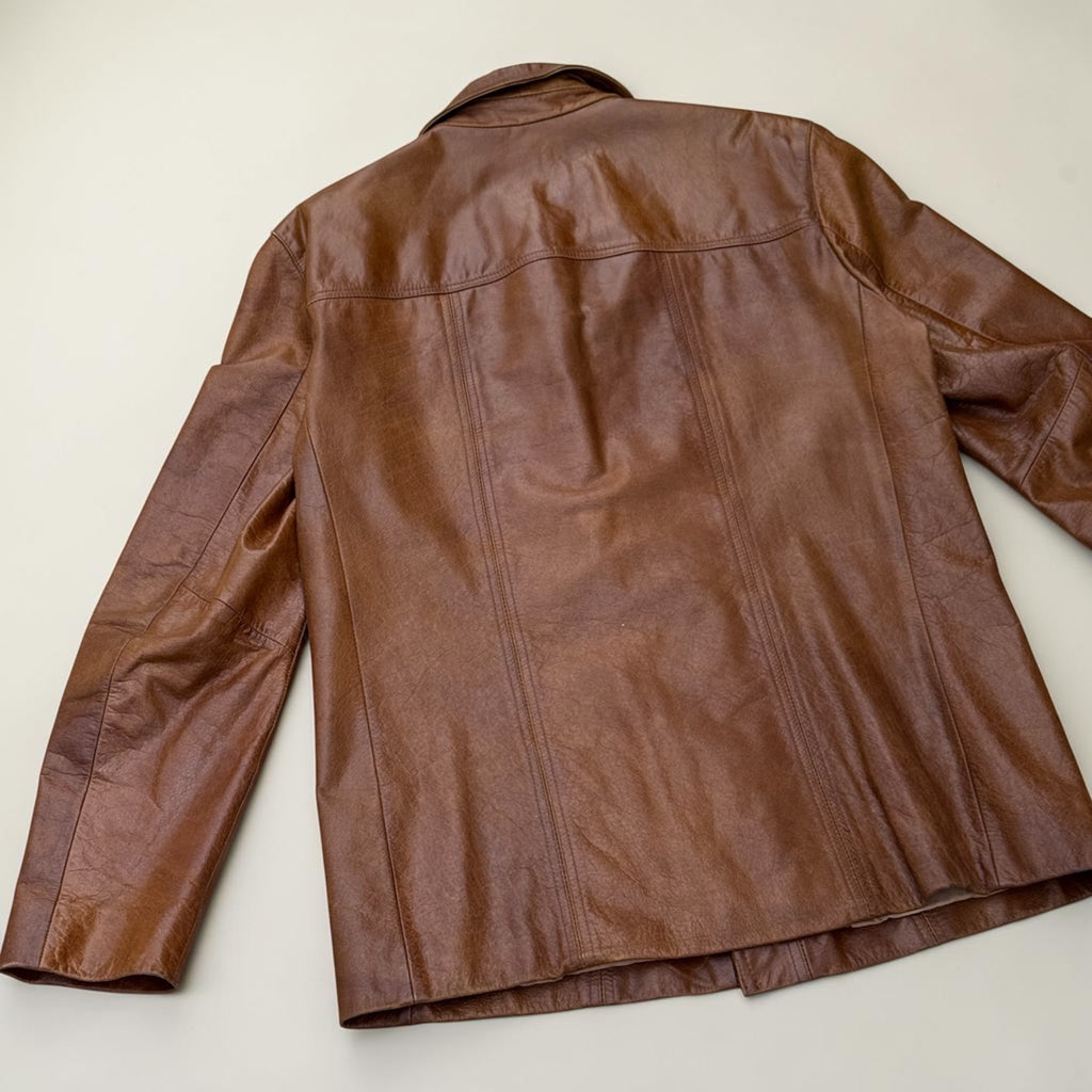 Veste en cuir de buffle Oakwood – Marron – XL – Mixte – Vintage — photo complémentaire 6