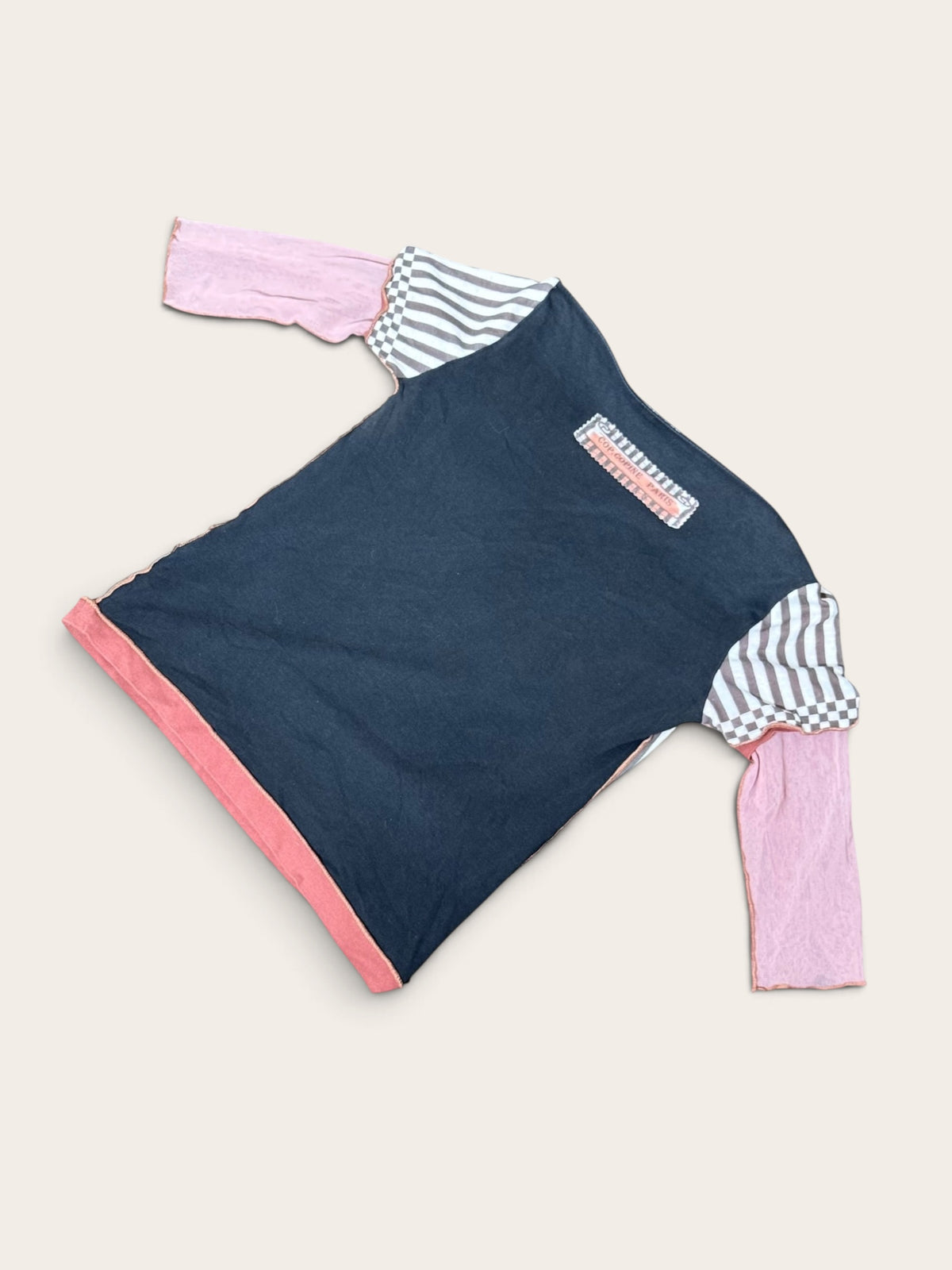 Cop.Copine Asymmetrical Top – Black and Pink – XS/S – Women's