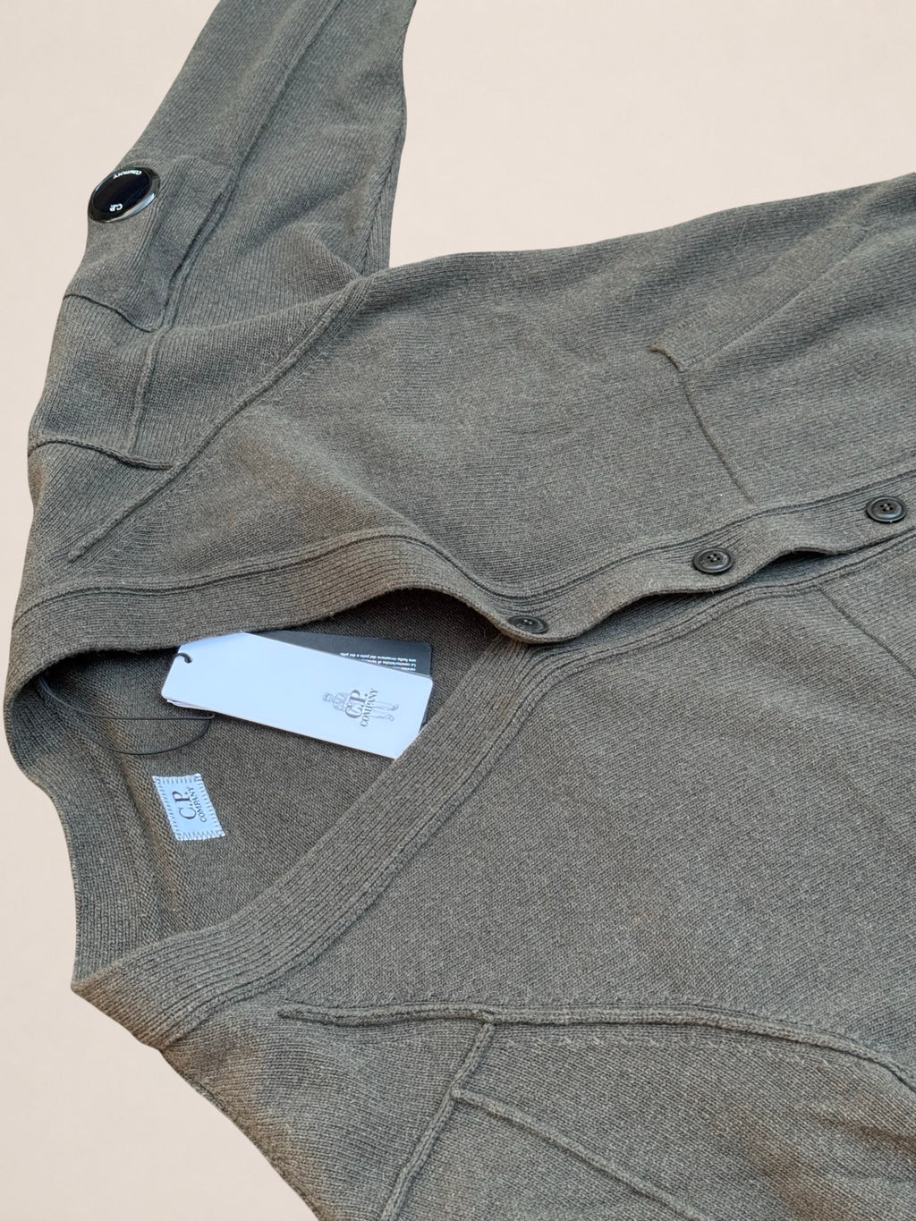 Cardigan C.P. Company en laine – Kaki – T.46 – Mixte — photo complémentaire 3