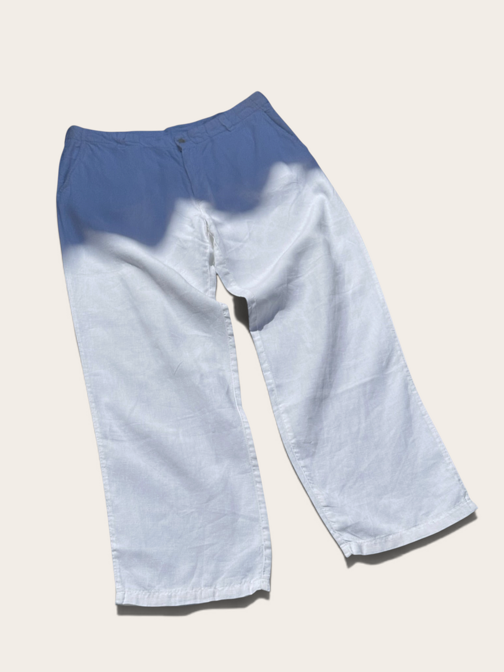 Pantalon – Blanc Bleu – S – Homme – Vintage
