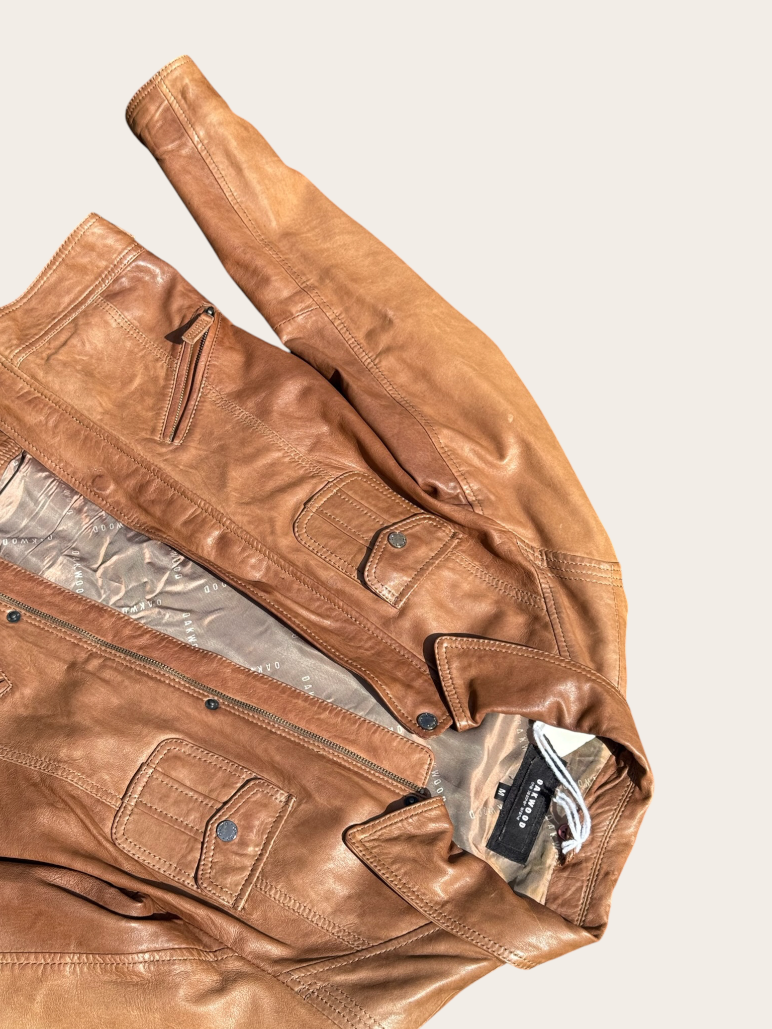 Oakwood Veste en Cuir Marron M Femme