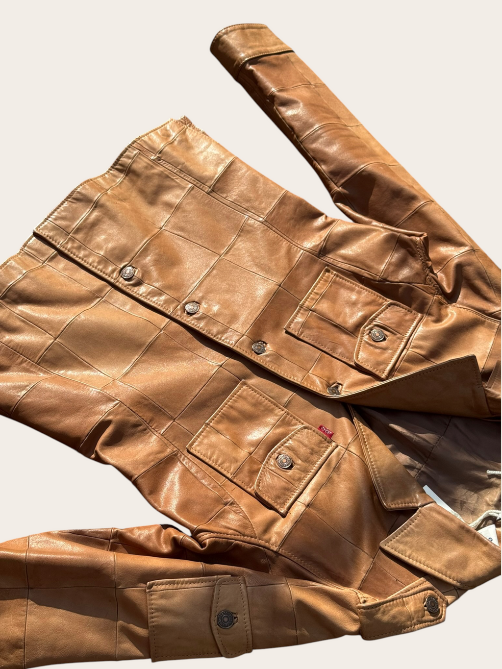 Veste en cuir Levi’s Patchwork – Camel – L – Mixte — photo complémentaire 3
