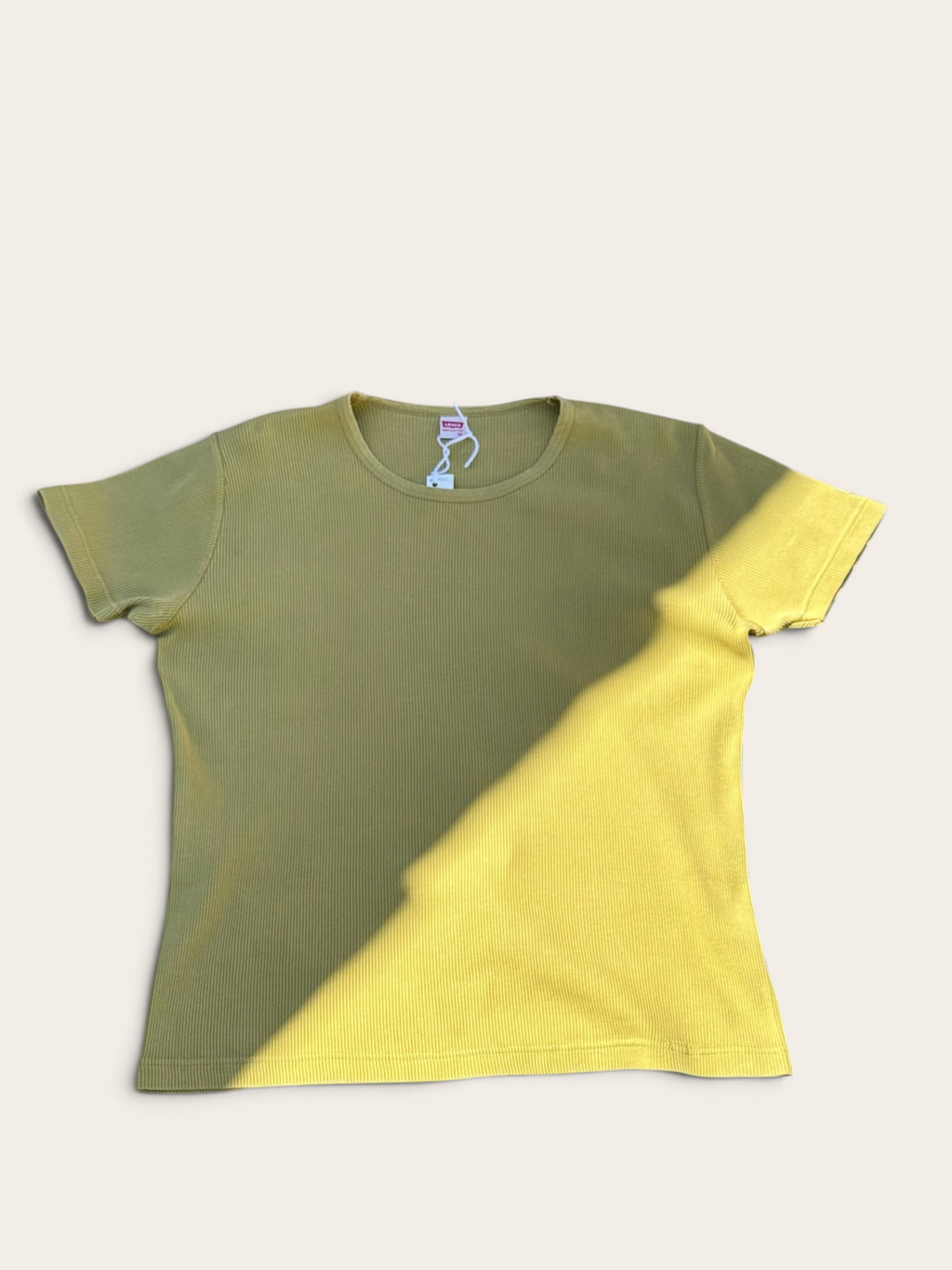 Levi's Ribbed T-Shirt – Lime Green – XL – Women's – Y2K