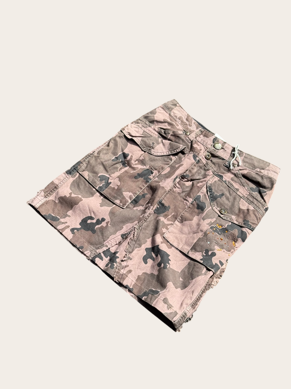 Y2K Complices camouflage cargo skirt pink and grey size 36 women's
