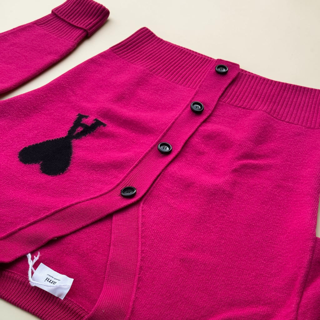Cardigan Ami Paris – Fuchsia – M – Mixte — photo complémentaire 3