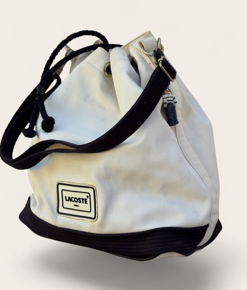 Sac seau Lacoste en toile – Écru – Taille unique – Mixte – Vintage — vue principale