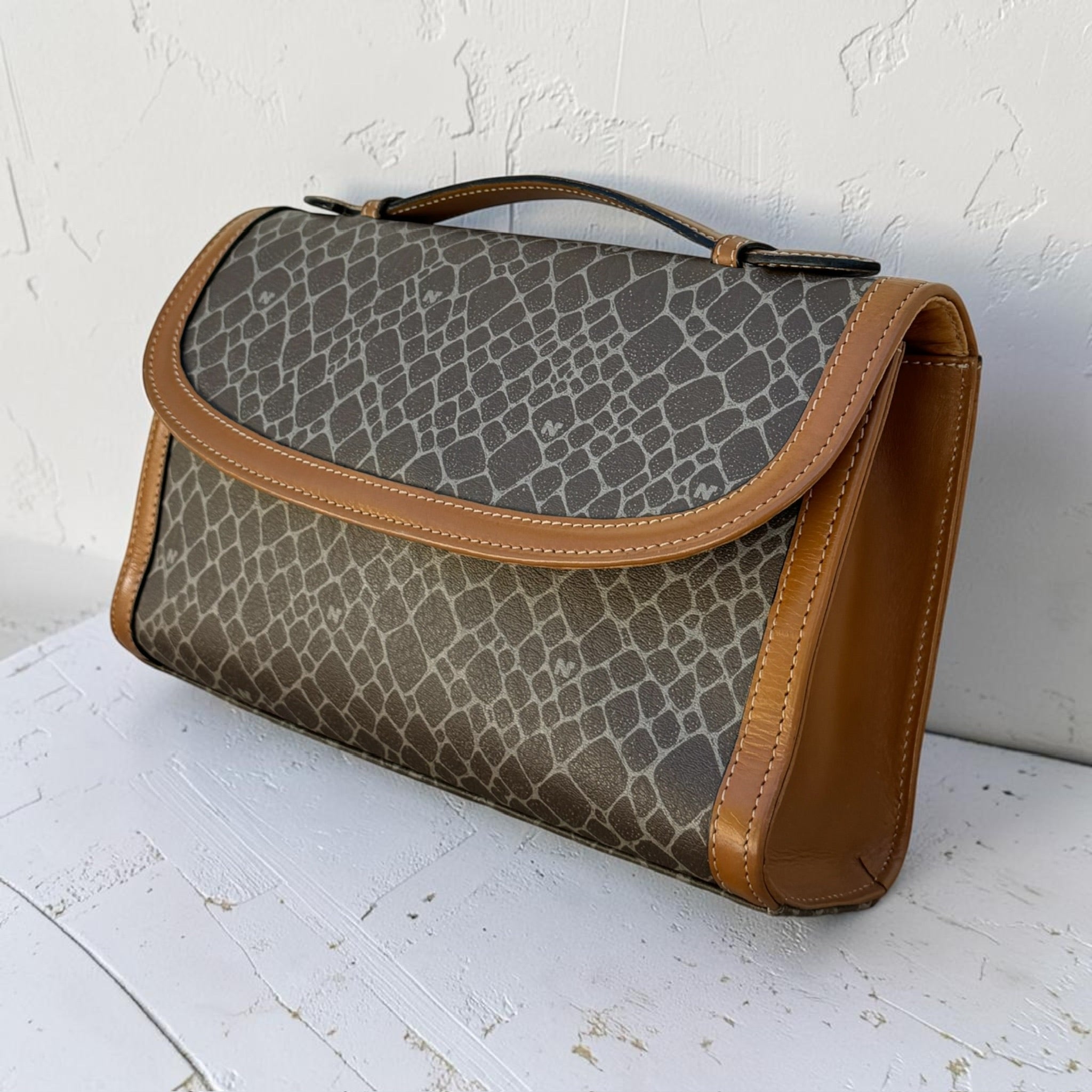Sac Nina Ricci Vintage Toile Monogramme Camel Mixte