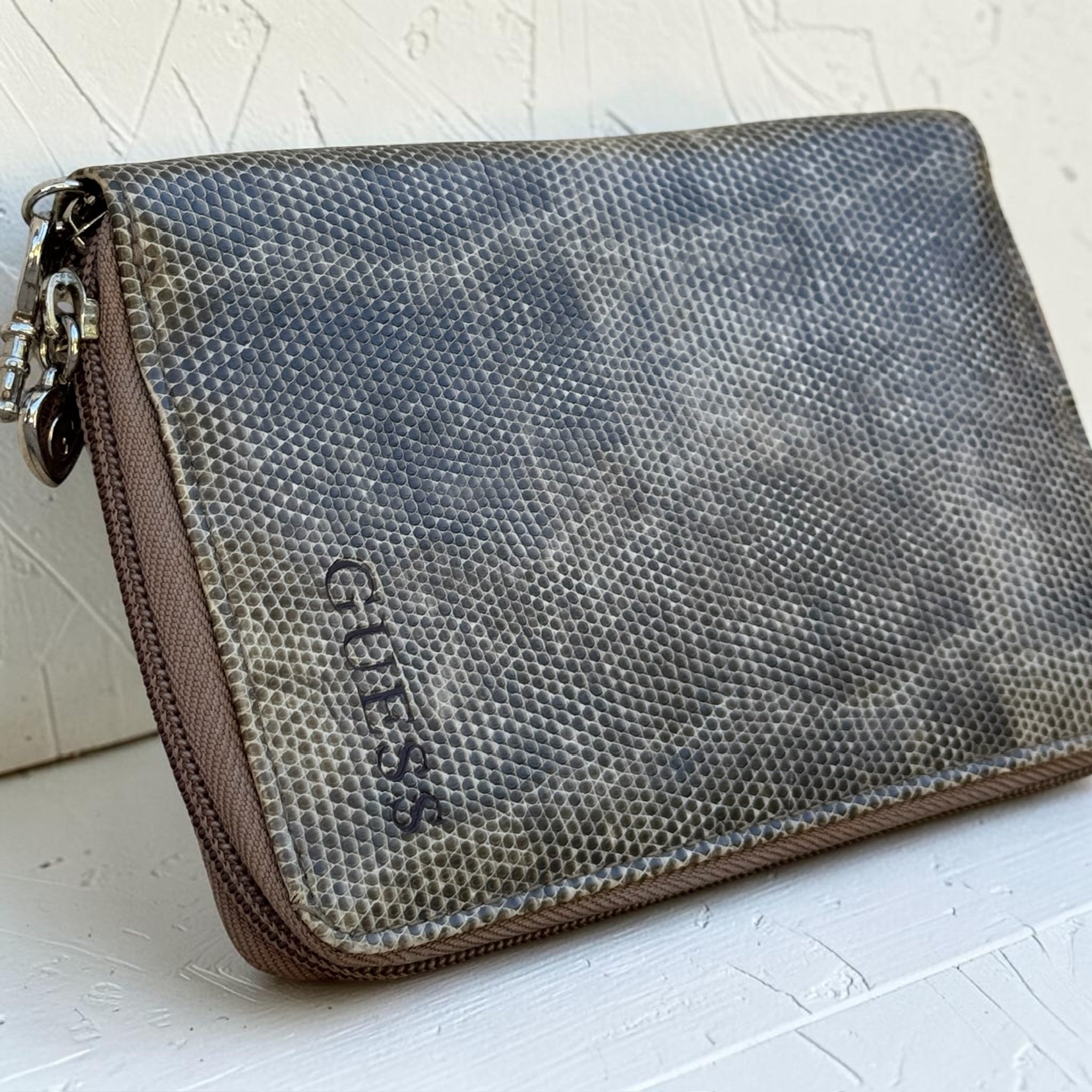 Porte-Monnaie Guess Effet Python Beige Femme