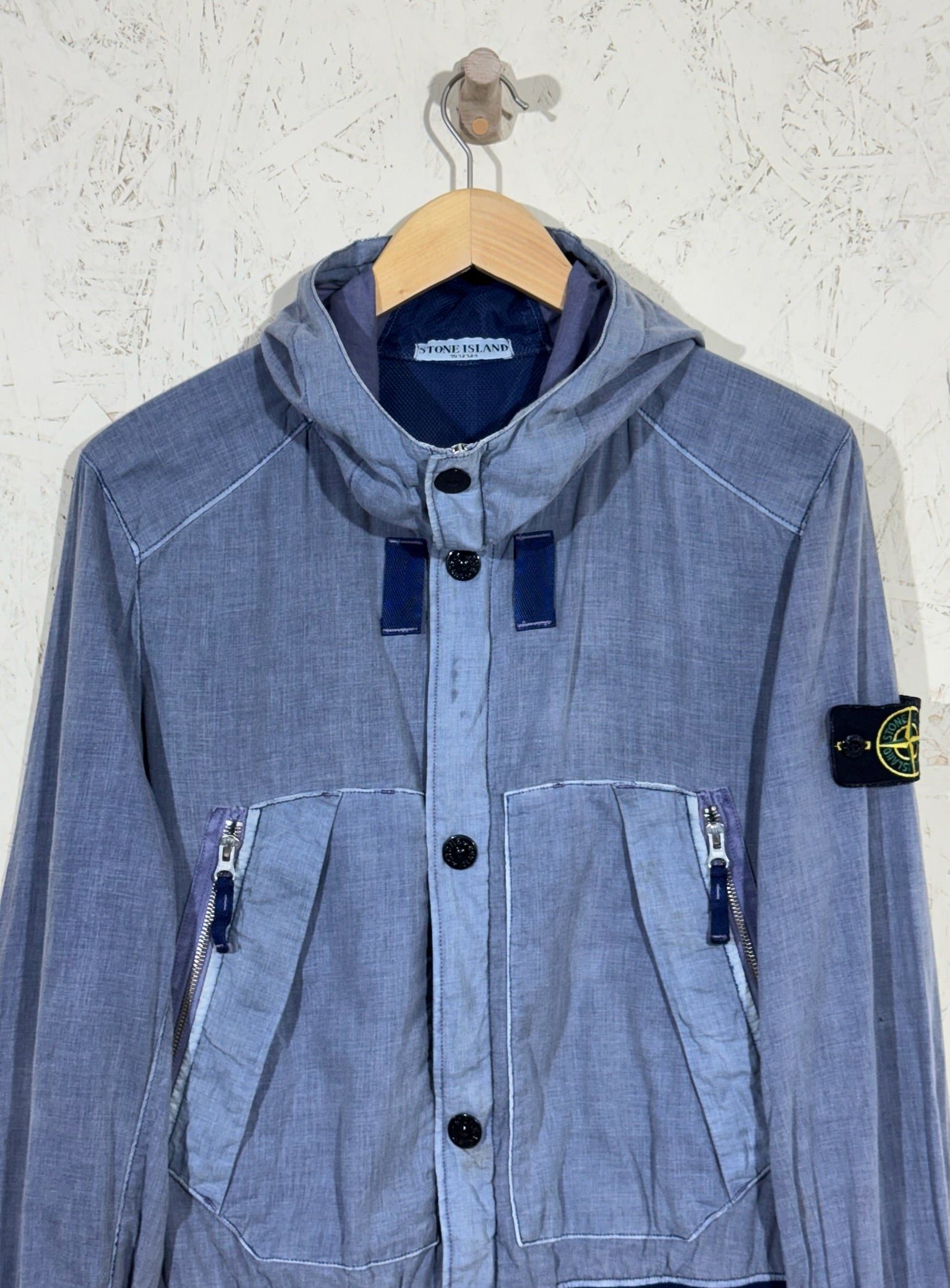 Veste Stone Island Bleu Capuche Vintage S Homme