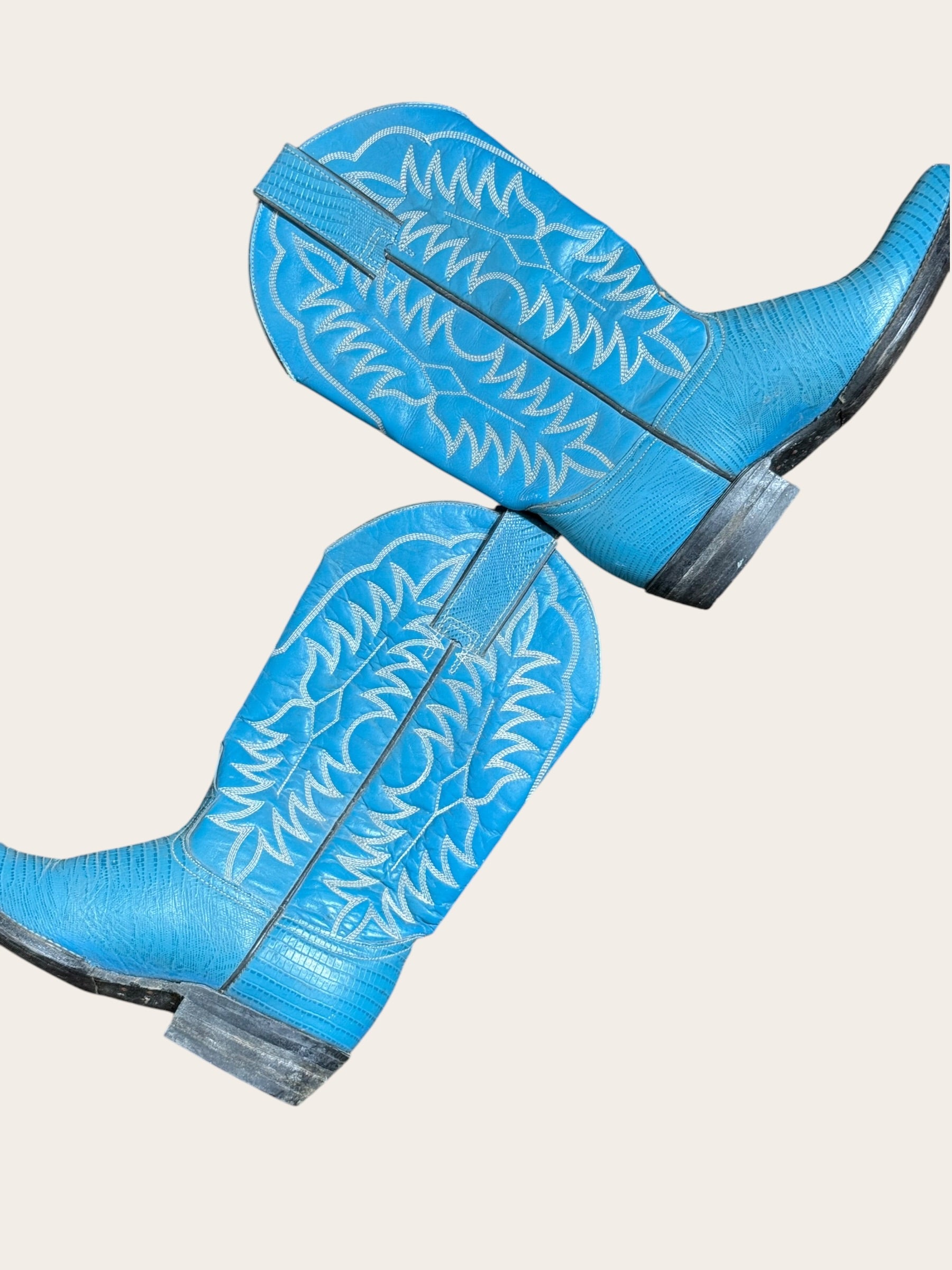 Bottes santiags – Turquoise et blanc – T.34/35 – Mixte — photo complémentaire 3