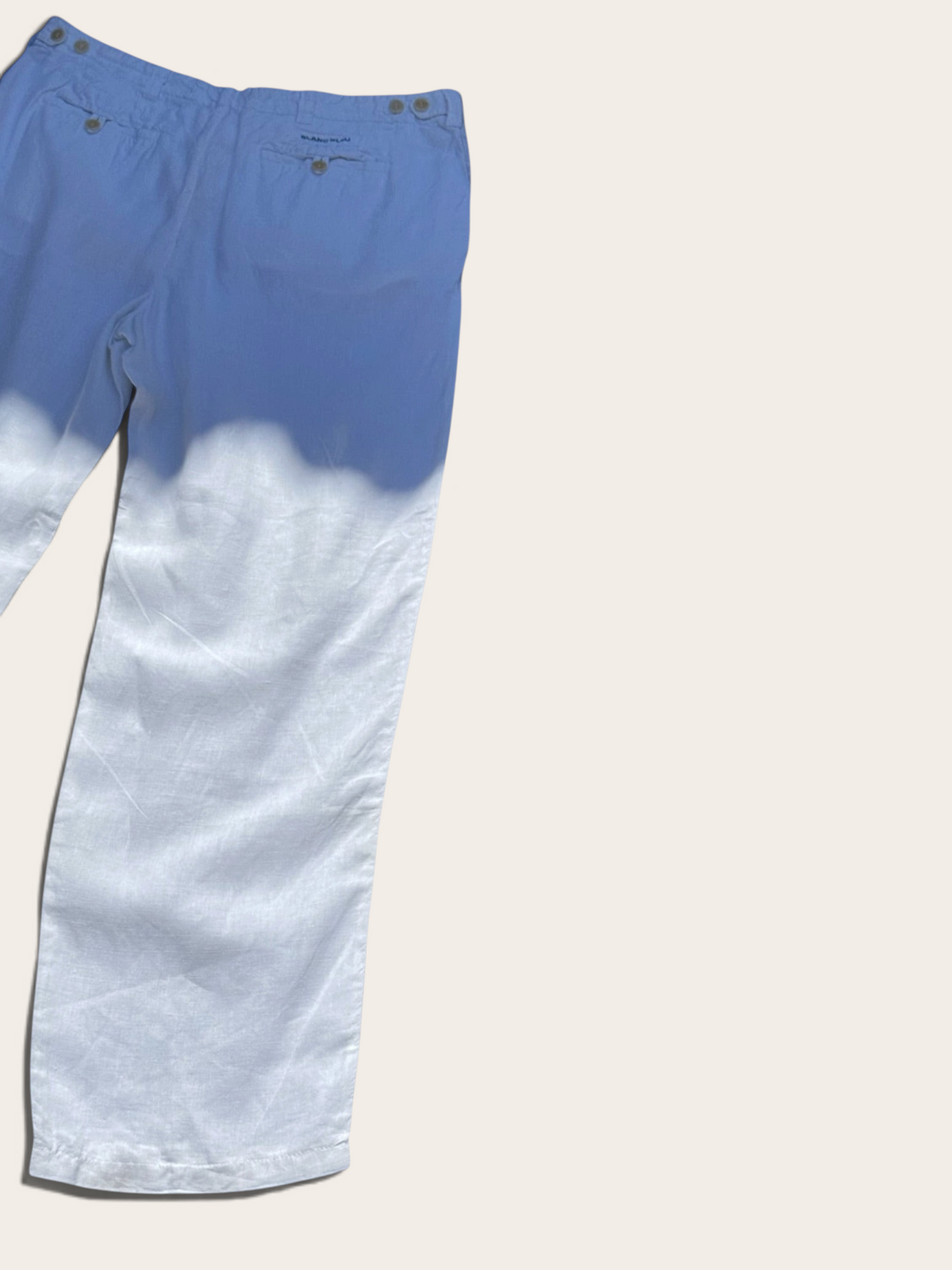 Pantalon – Blanc Bleu – S – Homme – Vintage