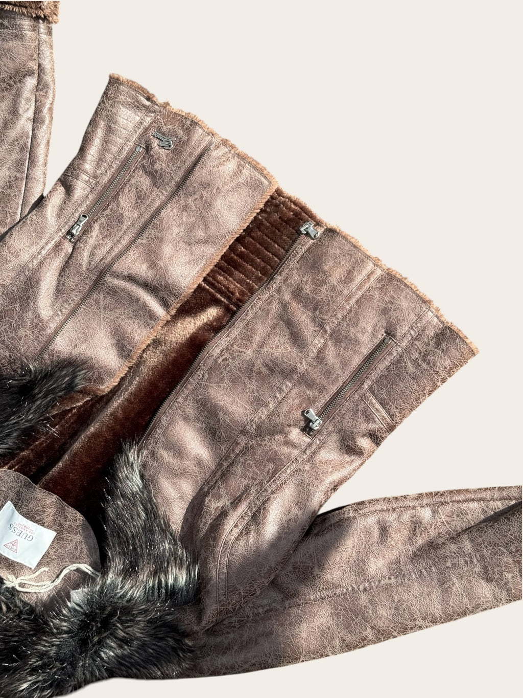 Veste Guess à col fourrure – Marron – M – Femme — photo complémentaire 3