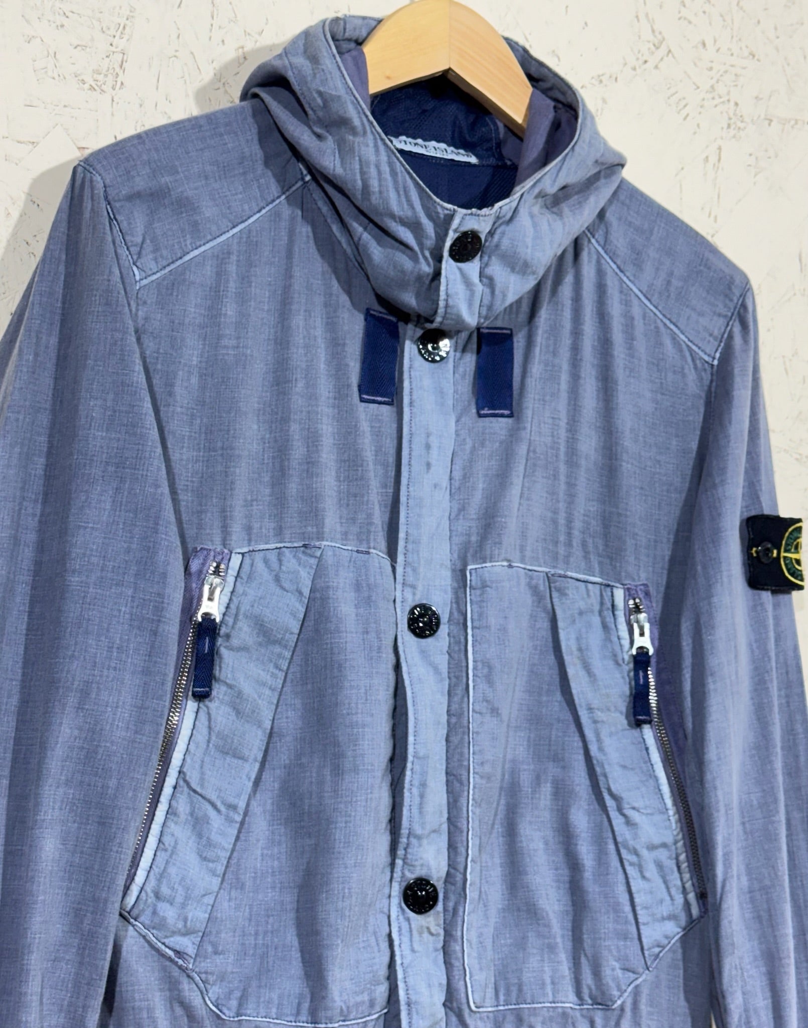Veste Stone Island Bleu Capuche Vintage S Homme