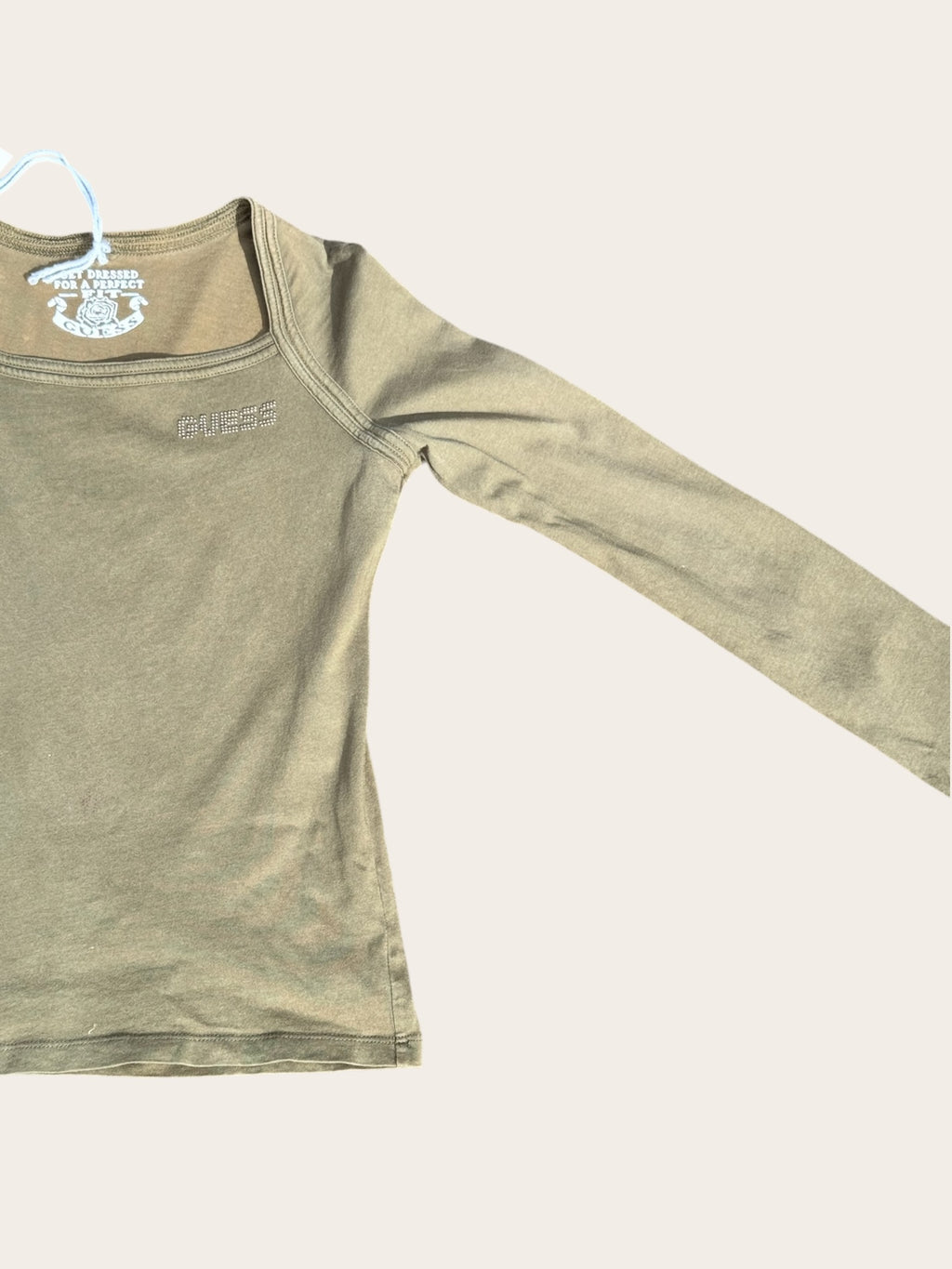 T-shirt Guess manches longues – Kaki – S – Femme – Y2K — photo complémentaire 2