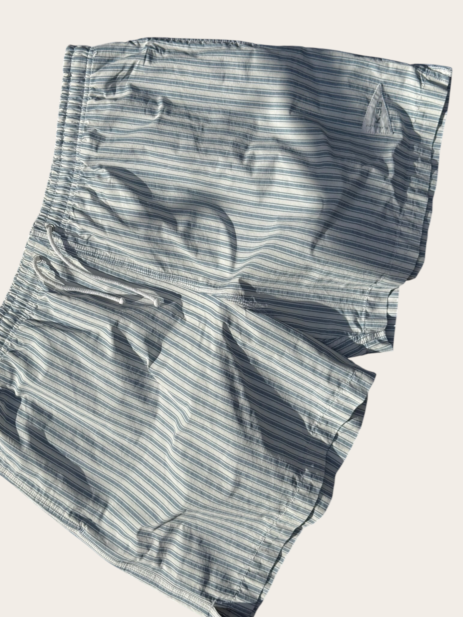 Blanc Bleu Short de bain rayé bleu ciel XXL Mixte