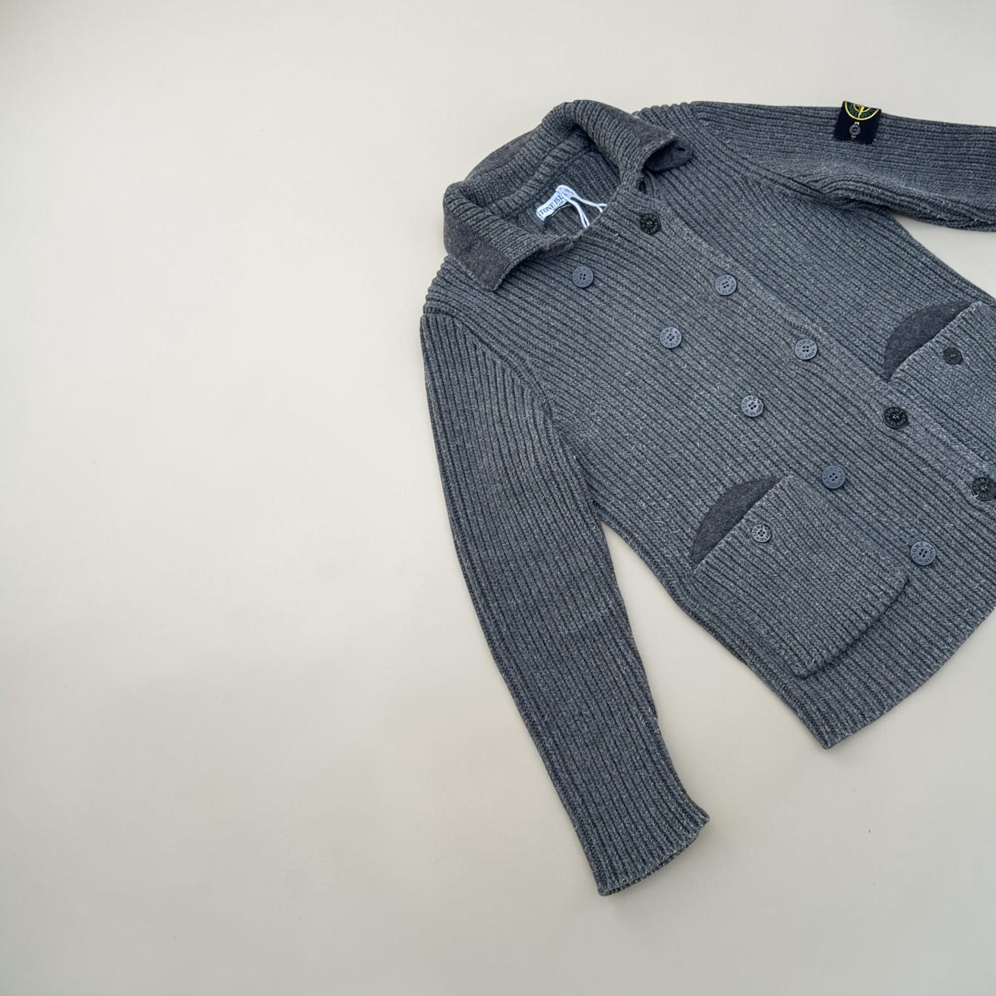 CARDIGAN STONE ISLAND MAILLE GRISE – L – VINTAGE – mixte