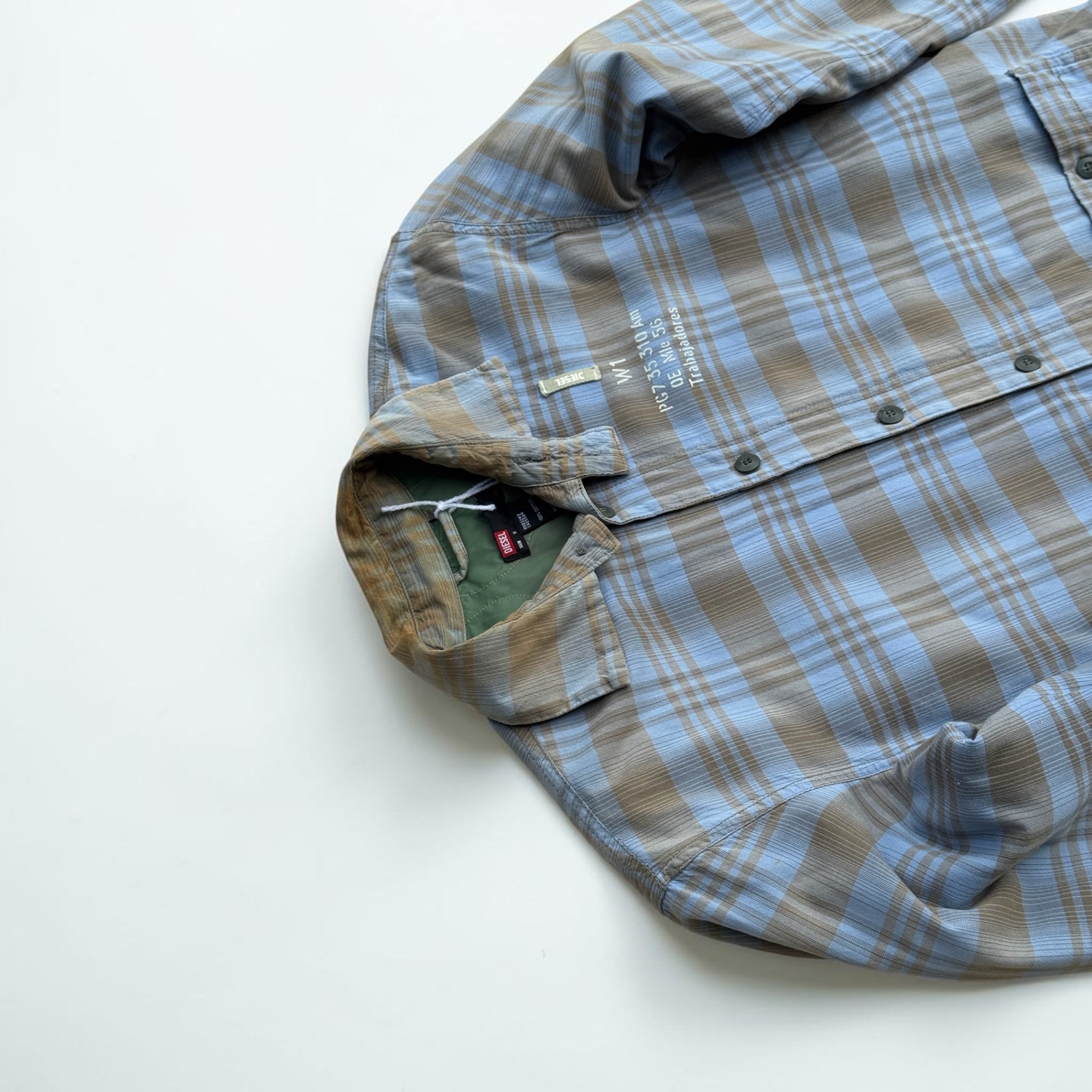 Veste Diesel à carreaux bleu / beige - S - Homme