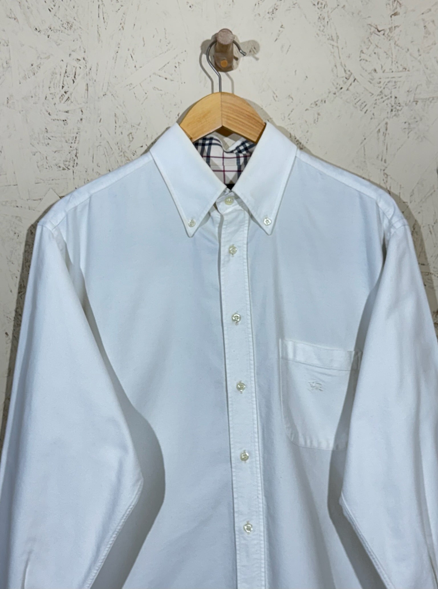 Burberry London Chemise Blanche Homme L Nova Check Coton