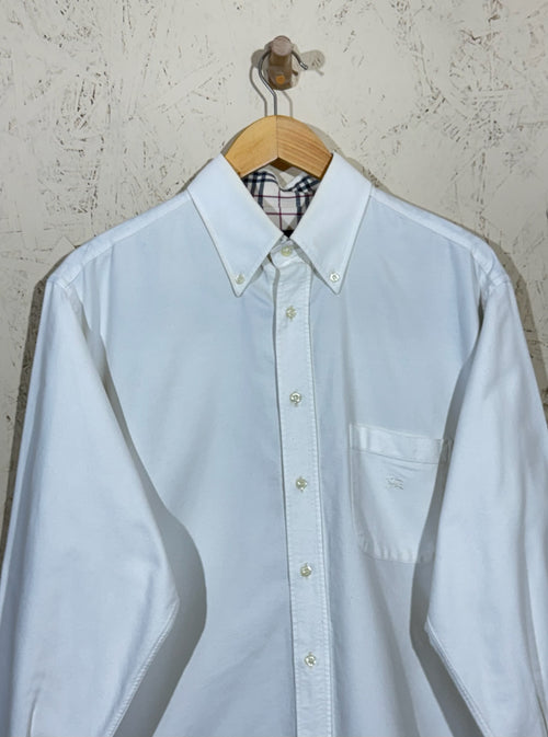 Burberry London Chemise Blanche Homme L Nova Check Coton