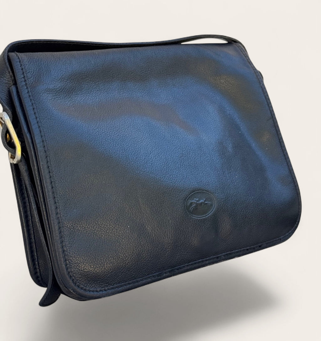 Sac bandoulière Longchamp Paris en cuir – Noir – Taille unique – Mixte – Vintage — photo complémentaire 3