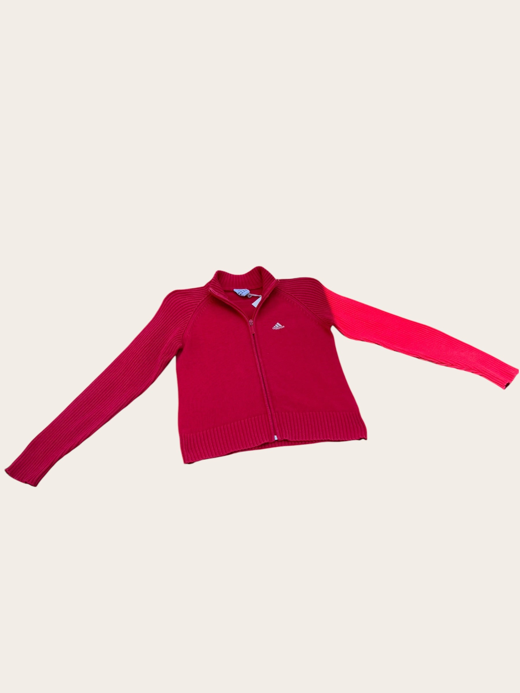 Veste zippée Adidas en maille – Rouge – T.38 – Femme — vue principale