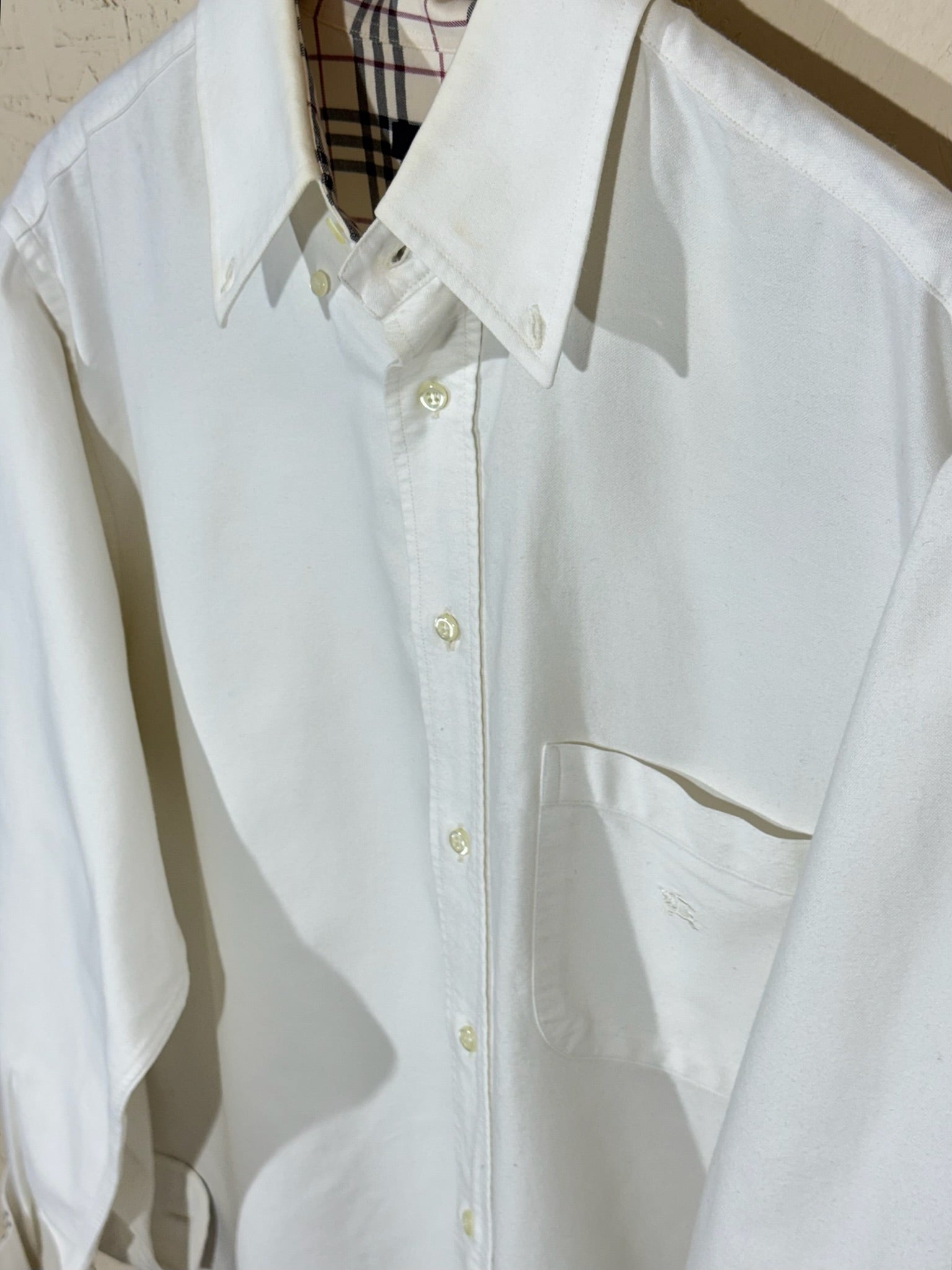 Burberry London Chemise Blanche Homme L Nova Check Coton