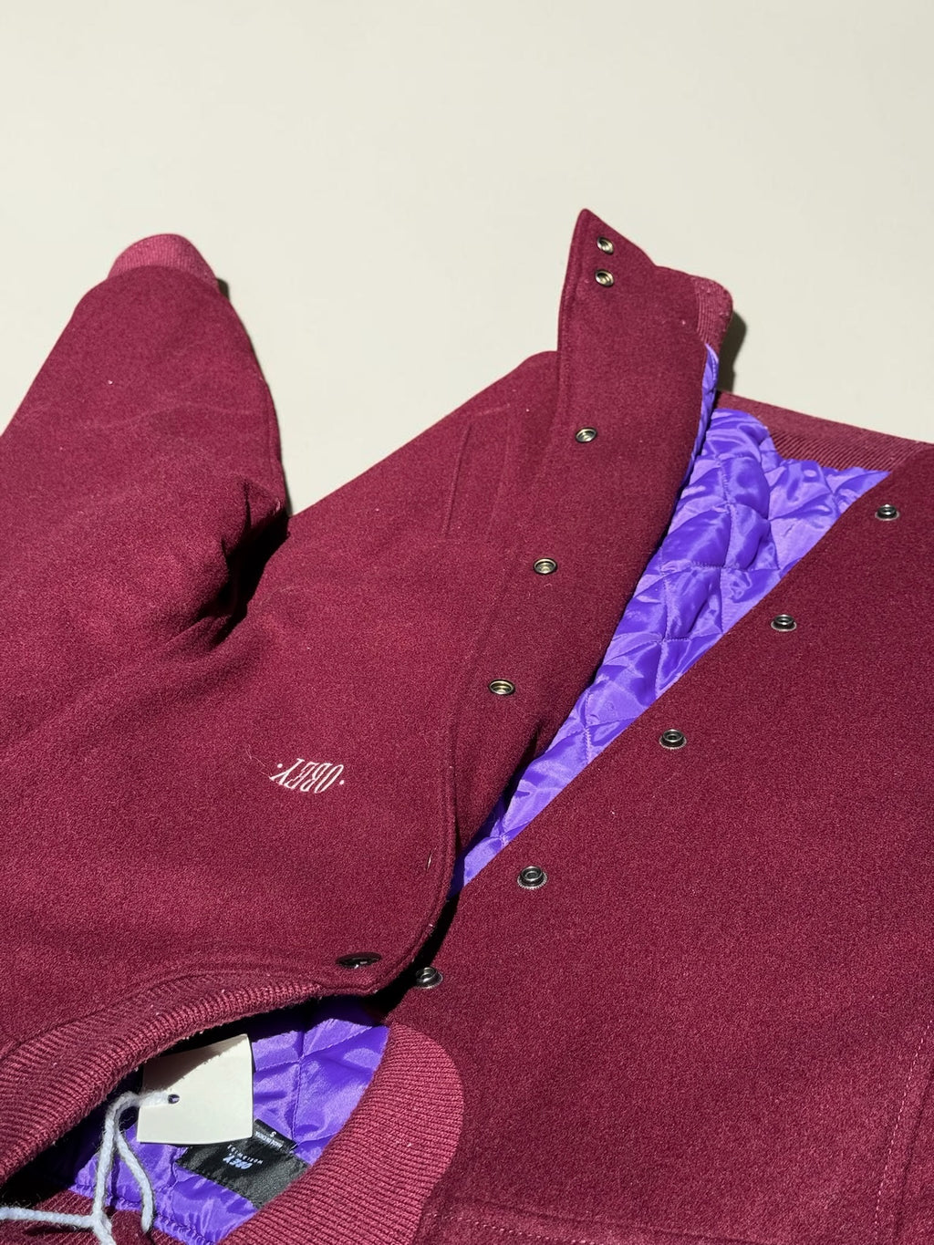 Veste varsity Obey en laine matelassée – Bordeaux – S – Homme — photo complémentaire 3