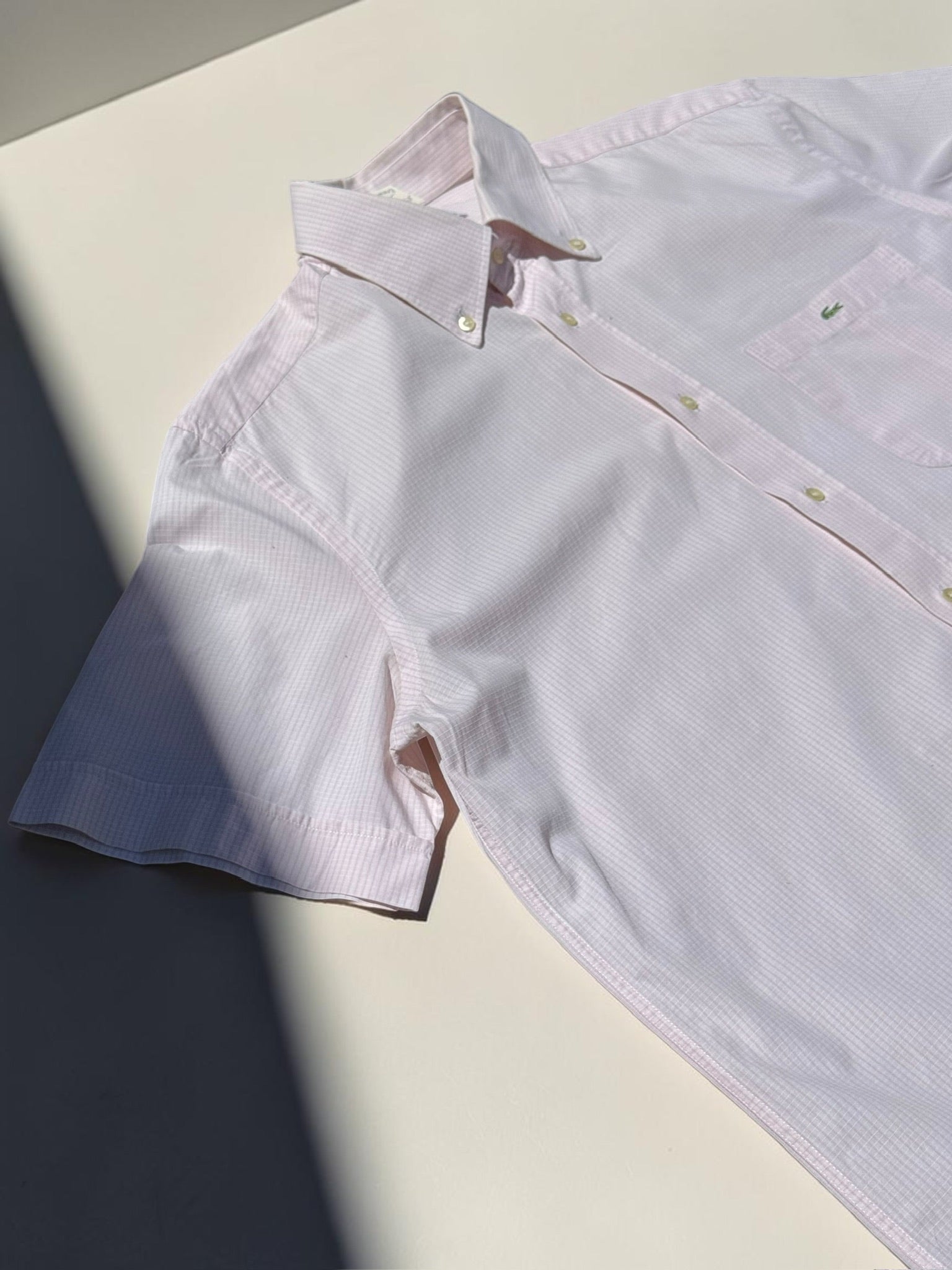 Chemise Lacoste Rose Pâle Carreaux XL Homme Vintage