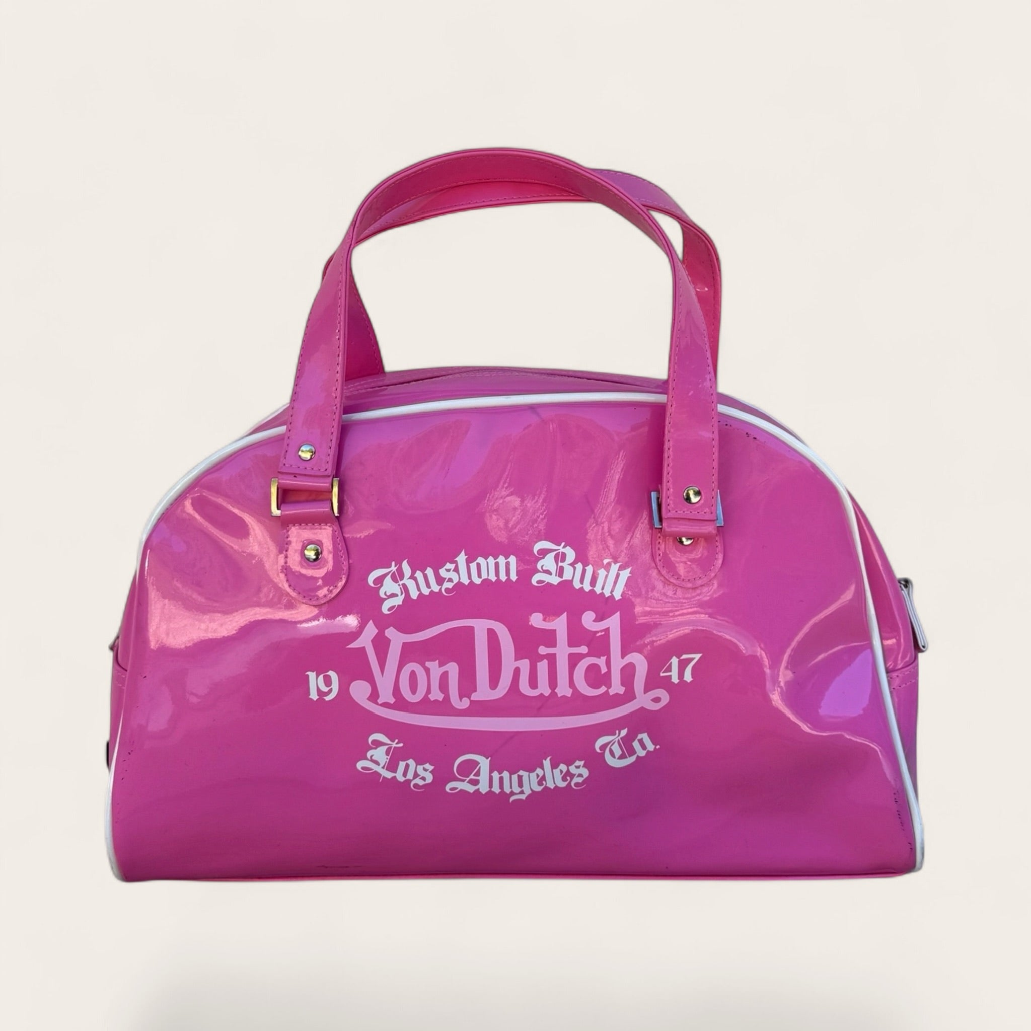 Sac Bowling Von Dutch Patchwork – Rose – Taille unique – Femme – Y2K — photo complémentaire 2