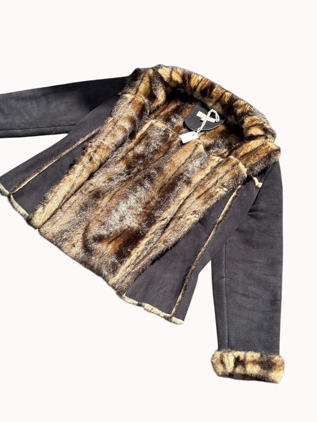 Manteau 1.2.3 en fausse fourrure – Noir et marron – T.40 – Femme — vue principale