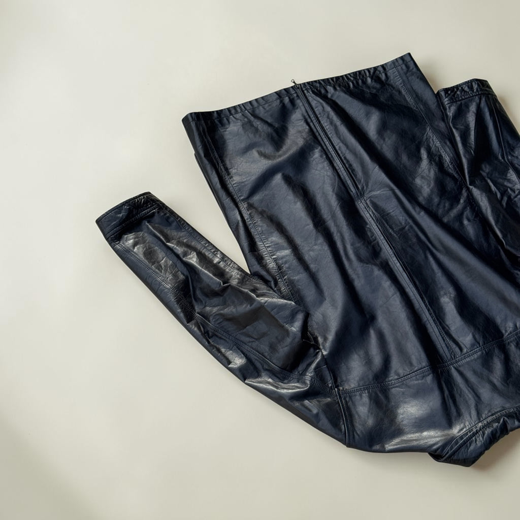 Manteau en cuir Façonnable mi-long – Noir – M – Mixte – Vintage — photo complémentaire 6