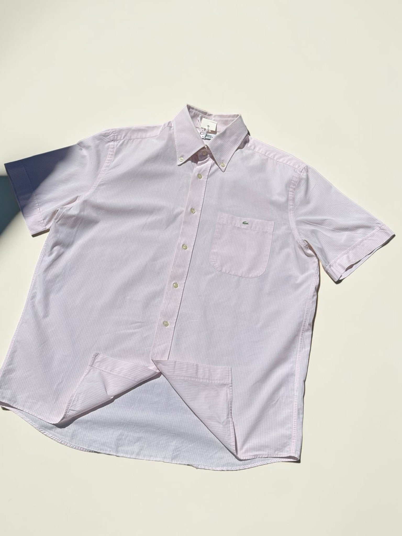 Chemise Lacoste Rose Pâle Carreaux XL Homme Vintage