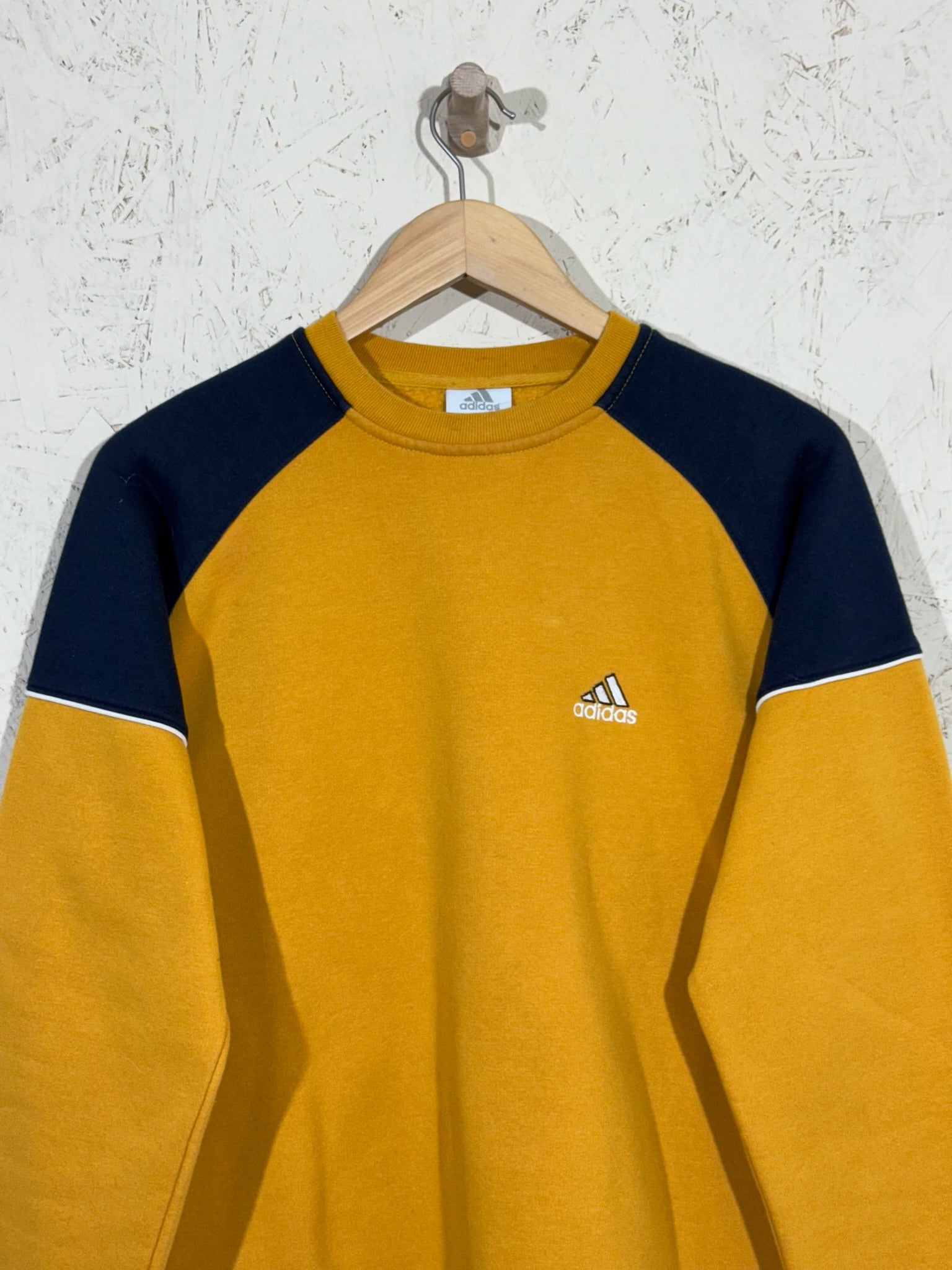Sweat Adidas Vintage Jaune Moutarde Bleu Marine M Mixte