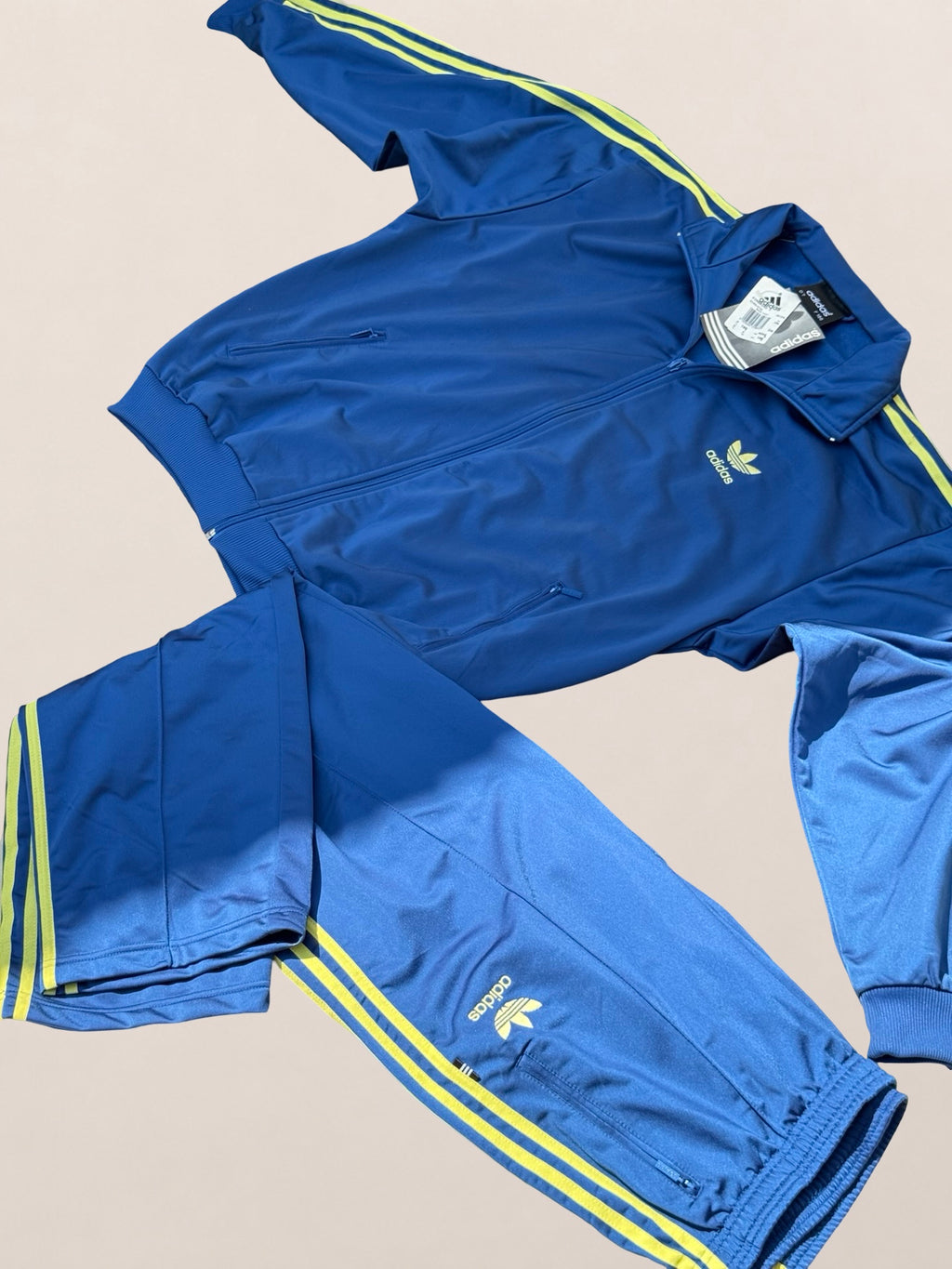 Ensemble Adidas Firebird Tracksuit – Bleu et jaune – L – Mixte – Vintage — photo complémentaire 2