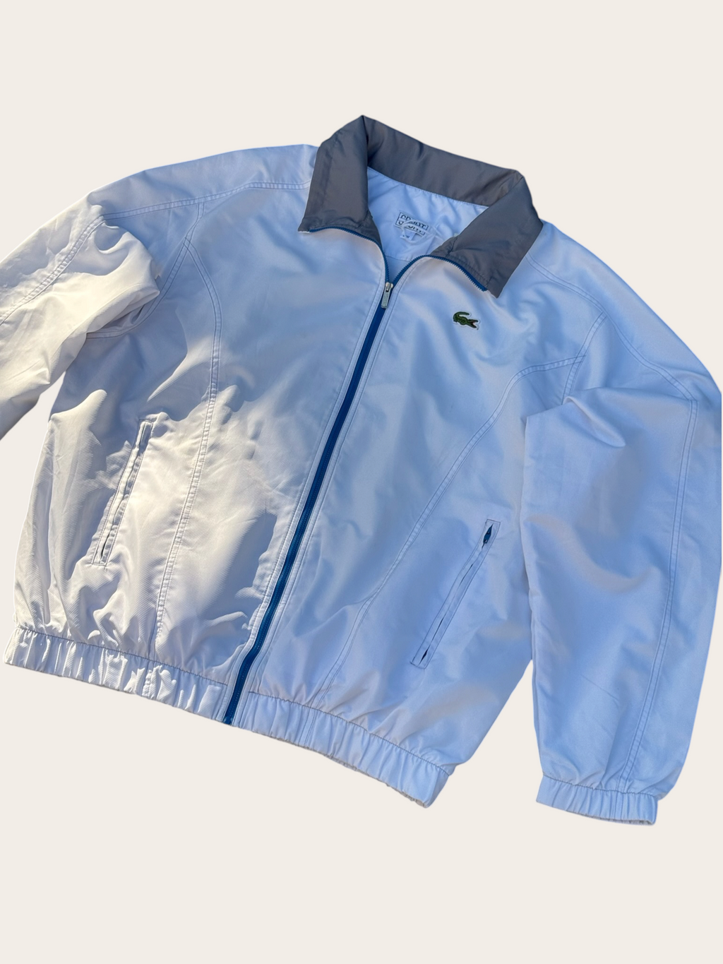 Veste de survêtement Lacoste Sport – Blanche, bleue et grise – L – Mixte – Vintage — vue principale