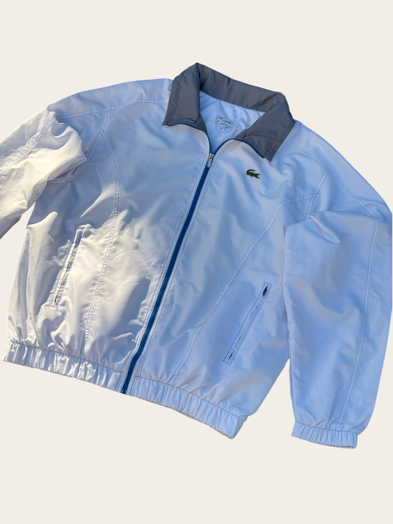 Veste de survêtement Lacoste Sport – Blanche, bleue et grise – L – Mixte – Vintage — vue principale