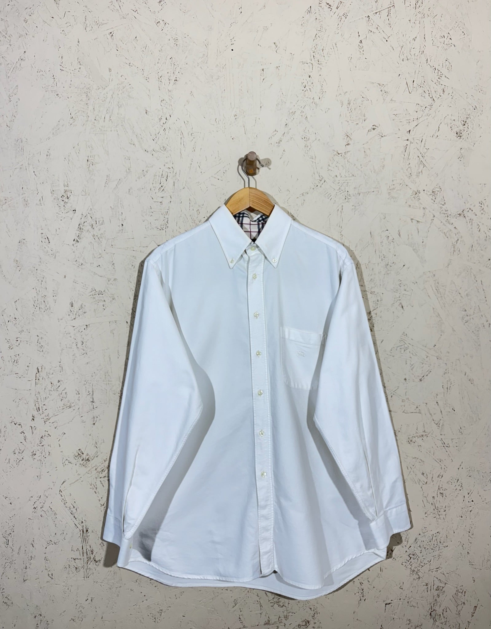 Burberry London Chemise Blanche Homme L Nova Check Coton