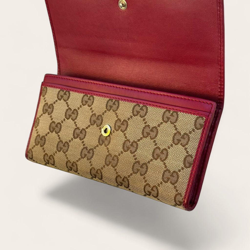 Portefeuille Gucci GG Supreme Cœur – Beige et bordeaux – Taille unique – Femme – Vintage — photo complémentaire 4