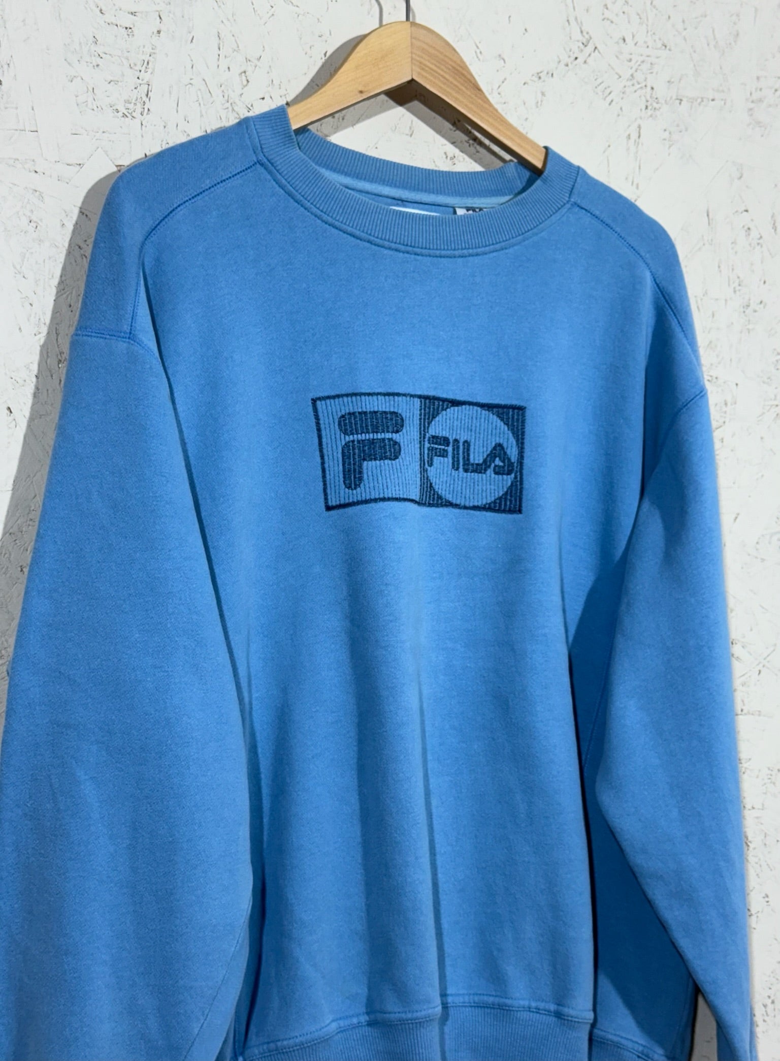Sweat Fila Vintage Bleu Ciel Oversize XL Mixte