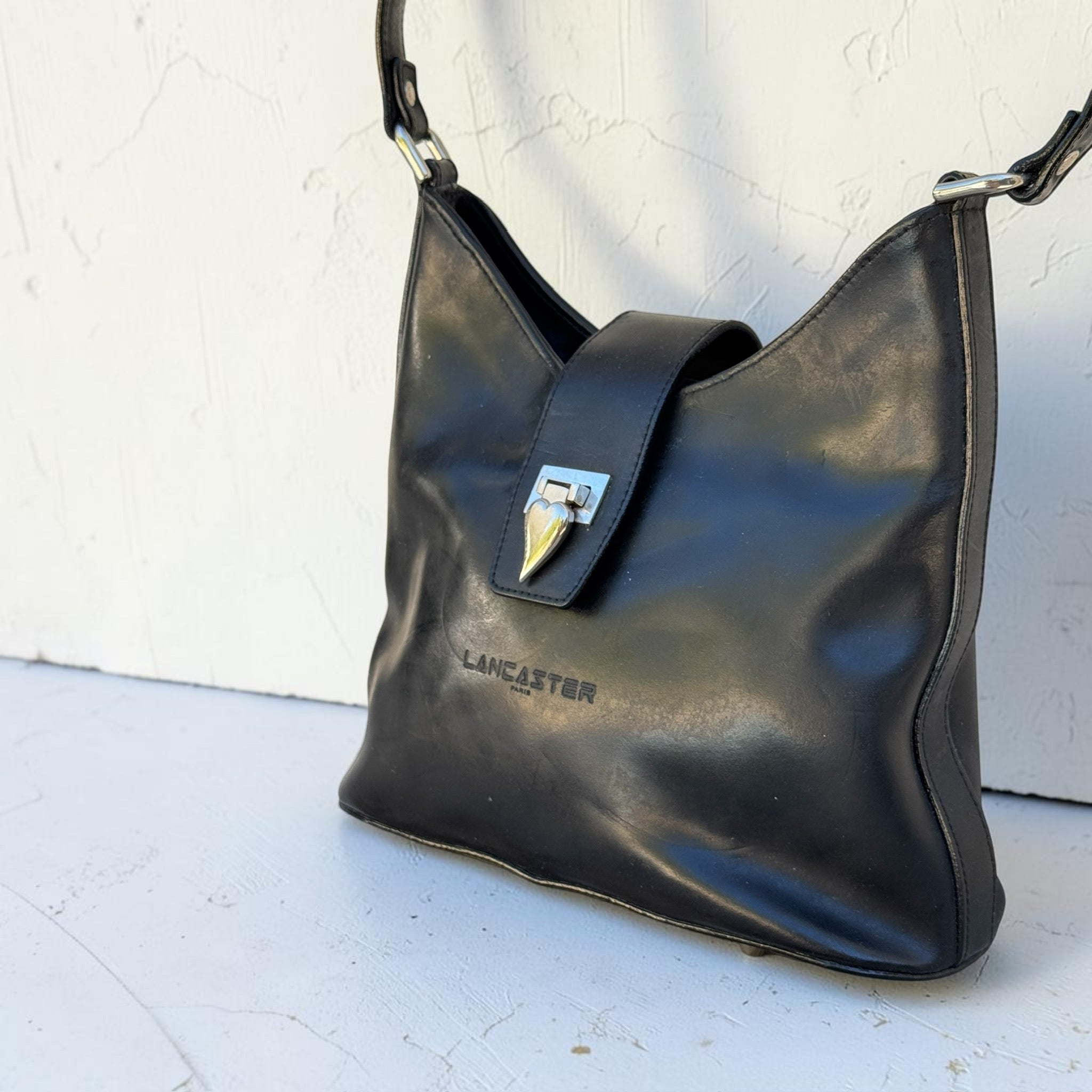 Ensemble Sac Lancaster Paris Cuir Noir & Porte-Monnaie Femme