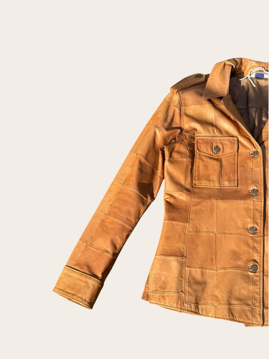Veste en cuir Levi’s Patchwork – Camel – L – Mixte — photo complémentaire 2