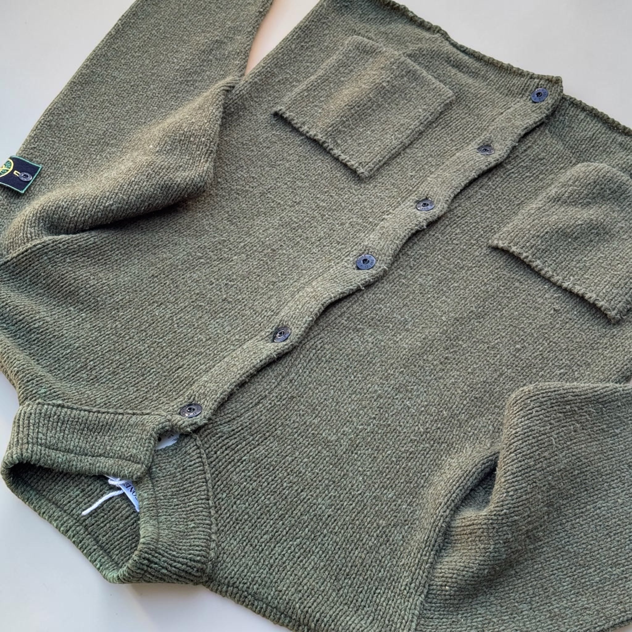 CARDIGAN STONE ISLAND VERT KAKI – L – VINTAGE – mixte